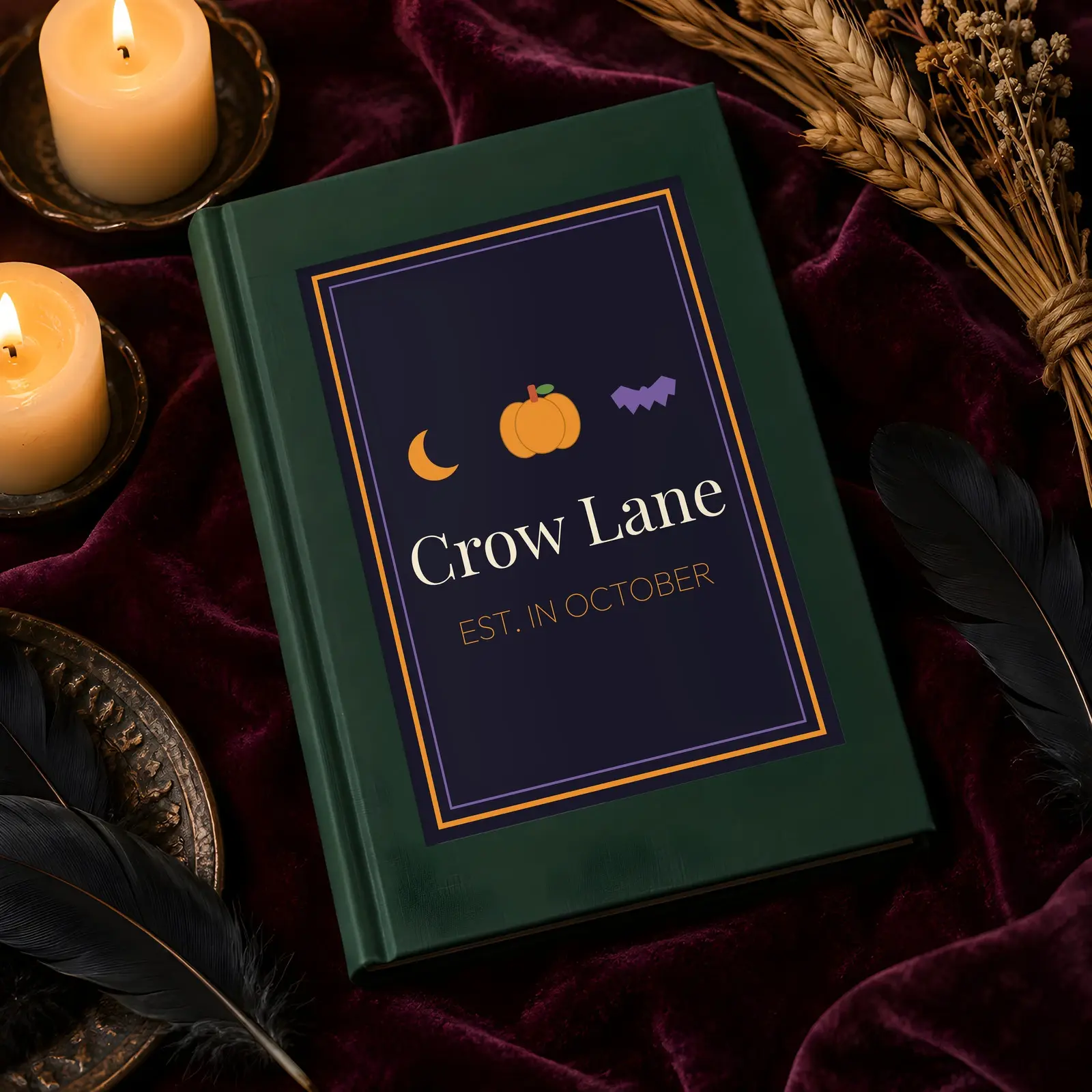 Gothic Autumn Hardcover Notebook Mockup - 2 Moody Desk Scenes, JPG + Transparent PNG preview