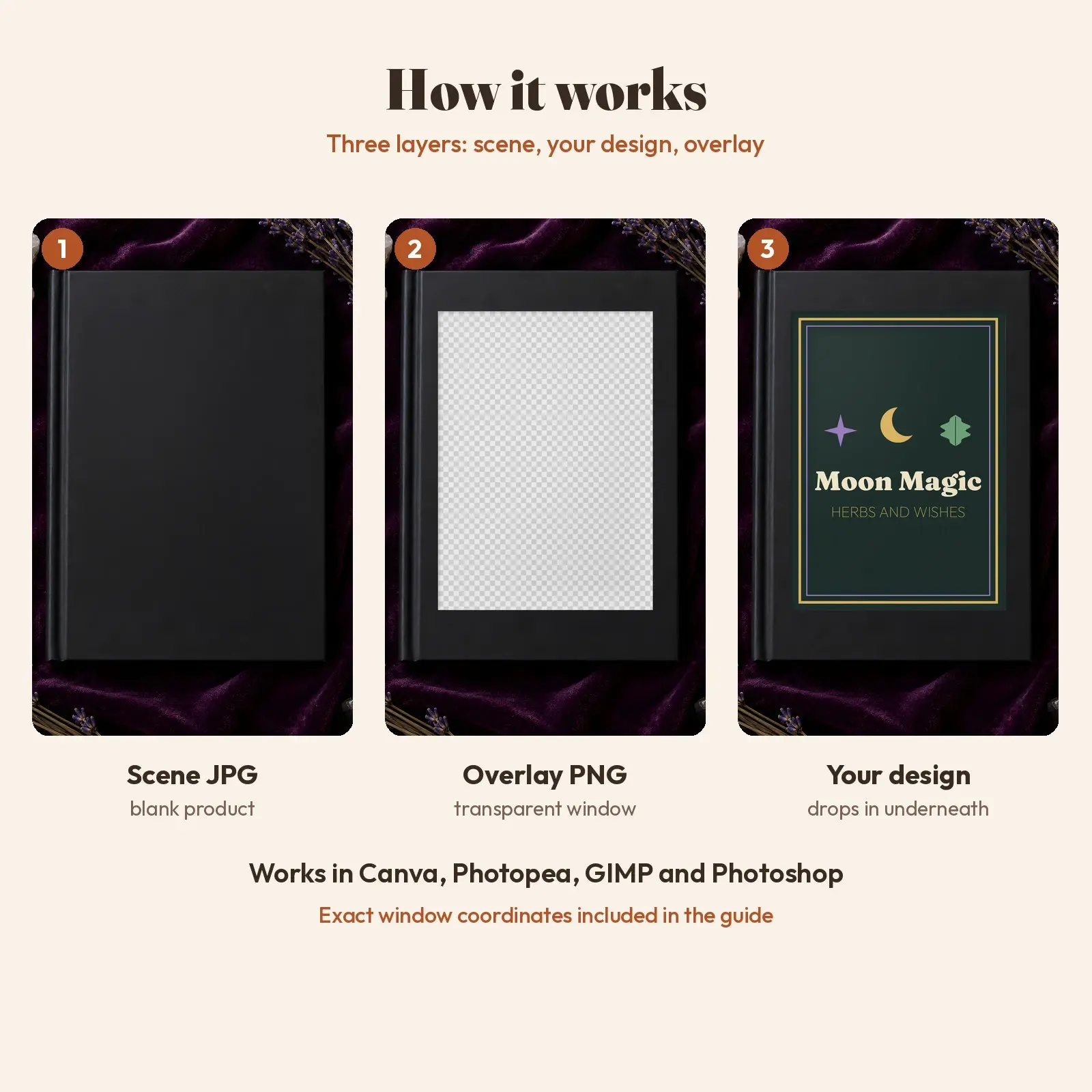 Witchy Hardcover Notebook Mockup - 3 Autumn Desk Scenes, JPG + Transparent PNG, preview 3 of 3