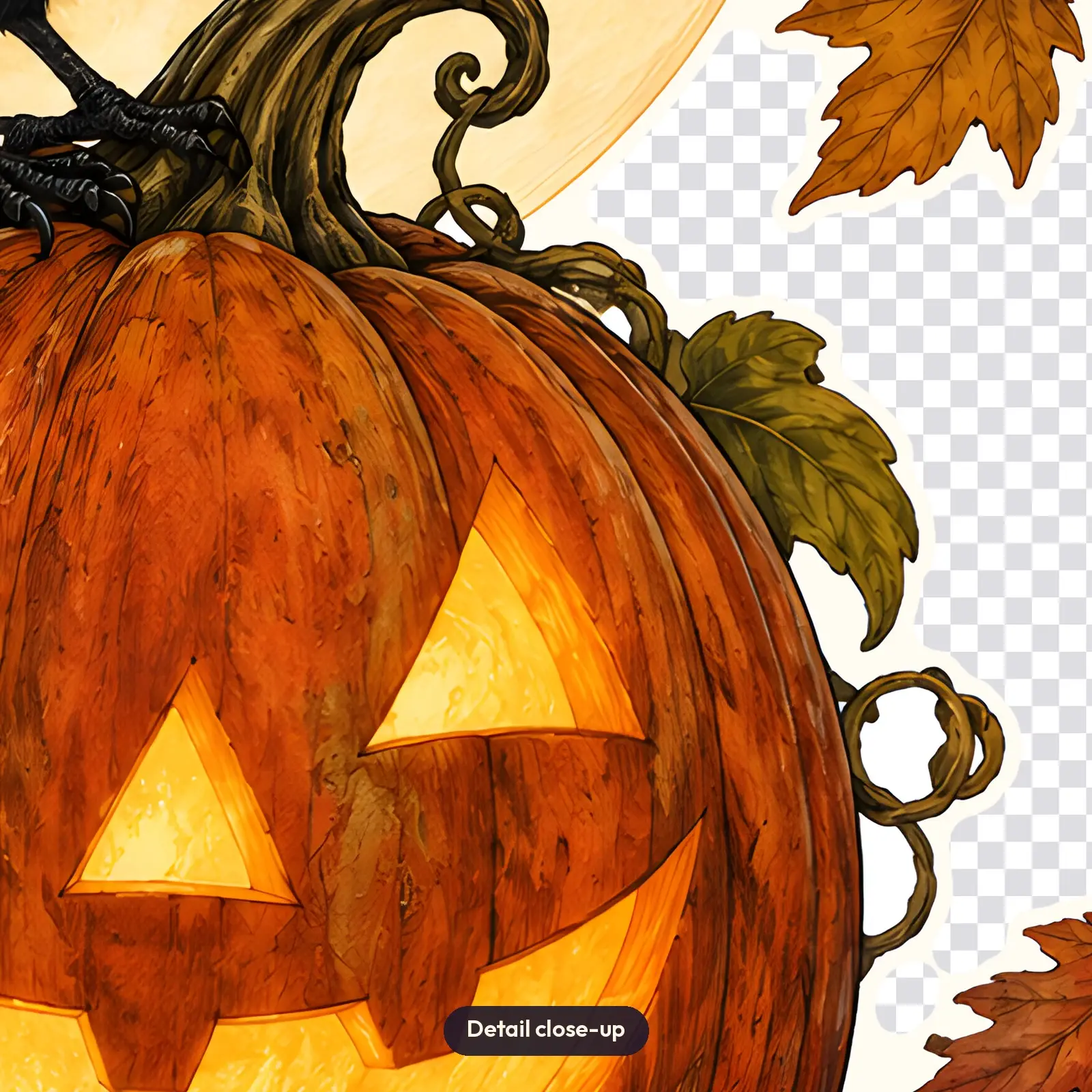 Midnight Harvest Crow and Jack-o-Lantern Shirt Design – Transparent PNG for DTF and Sublimation, preview 3 of 4