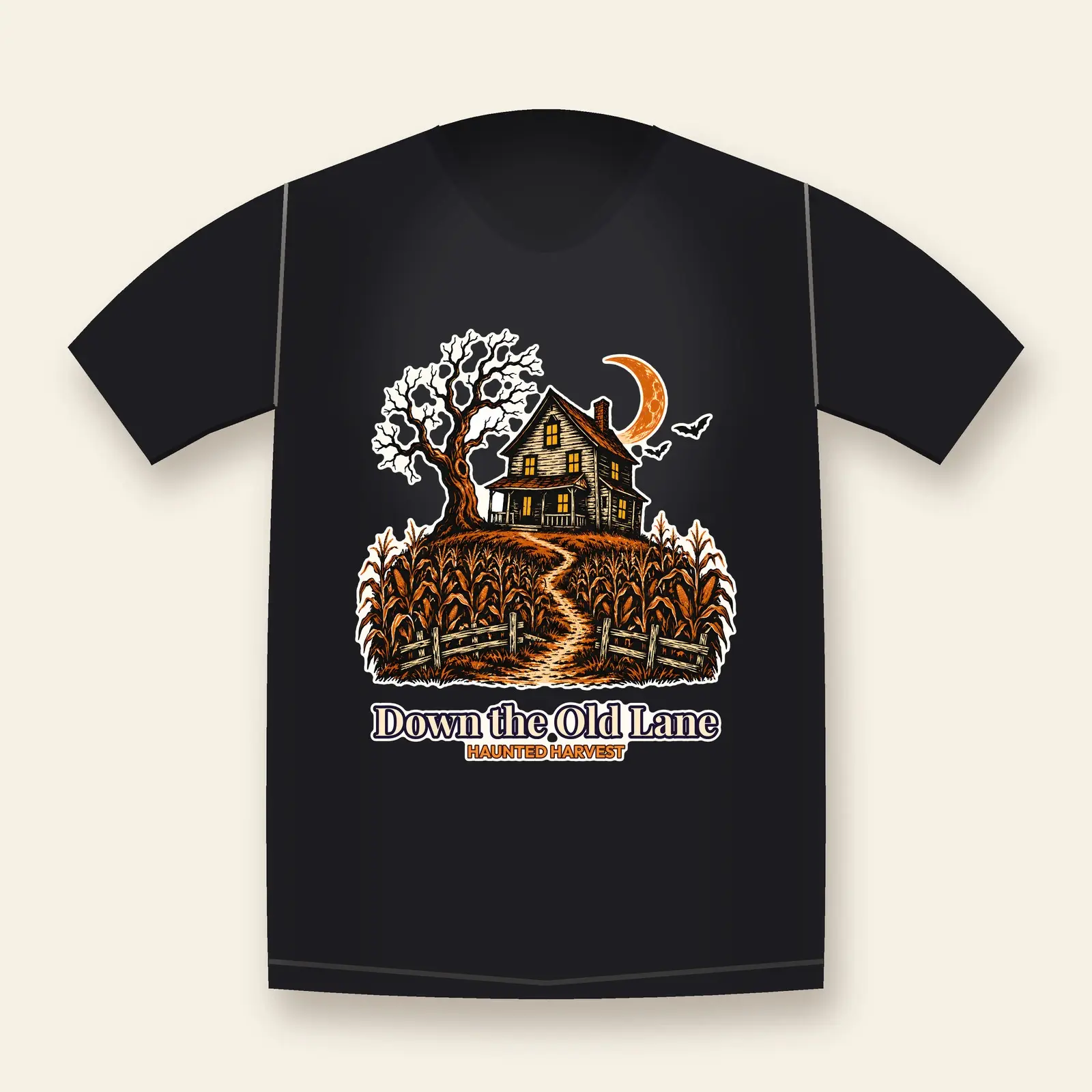 Crooked Farmhouse on the Hill Halloween Shirt PNG – 4500x5400 Transparent Design preview