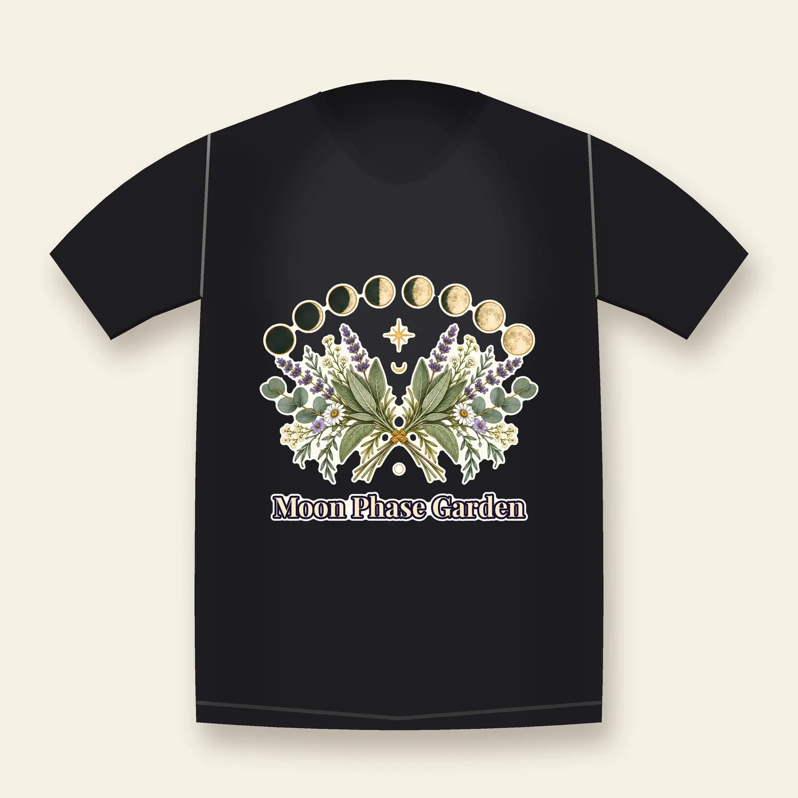 Moon Phase Garden Shirt Design – Celestial Sage and Lavender Witchy PNG preview