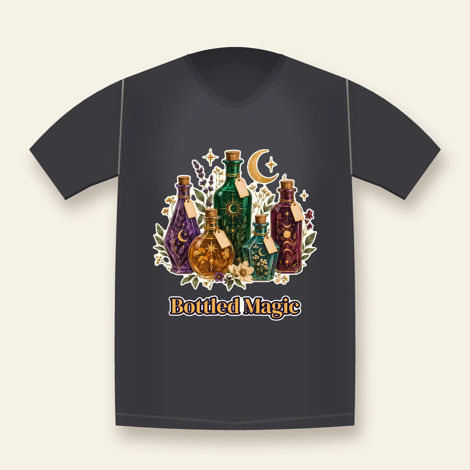 Bottled Magic Apothecary Potion Bottles Shirt Design – Witchy Transparent PNG preview
