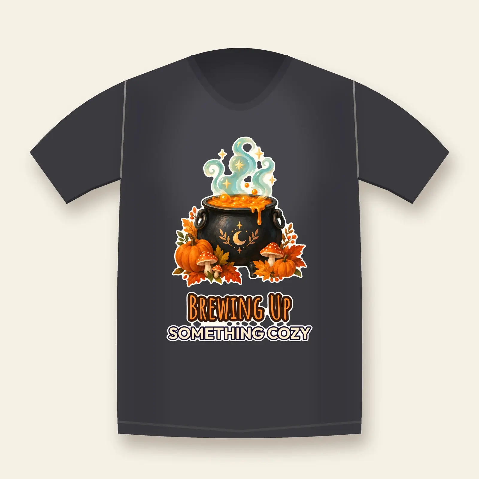 Brewing Up Something Cozy Cauldron Shirt Design – Witchy Autumn PNG Transparent preview