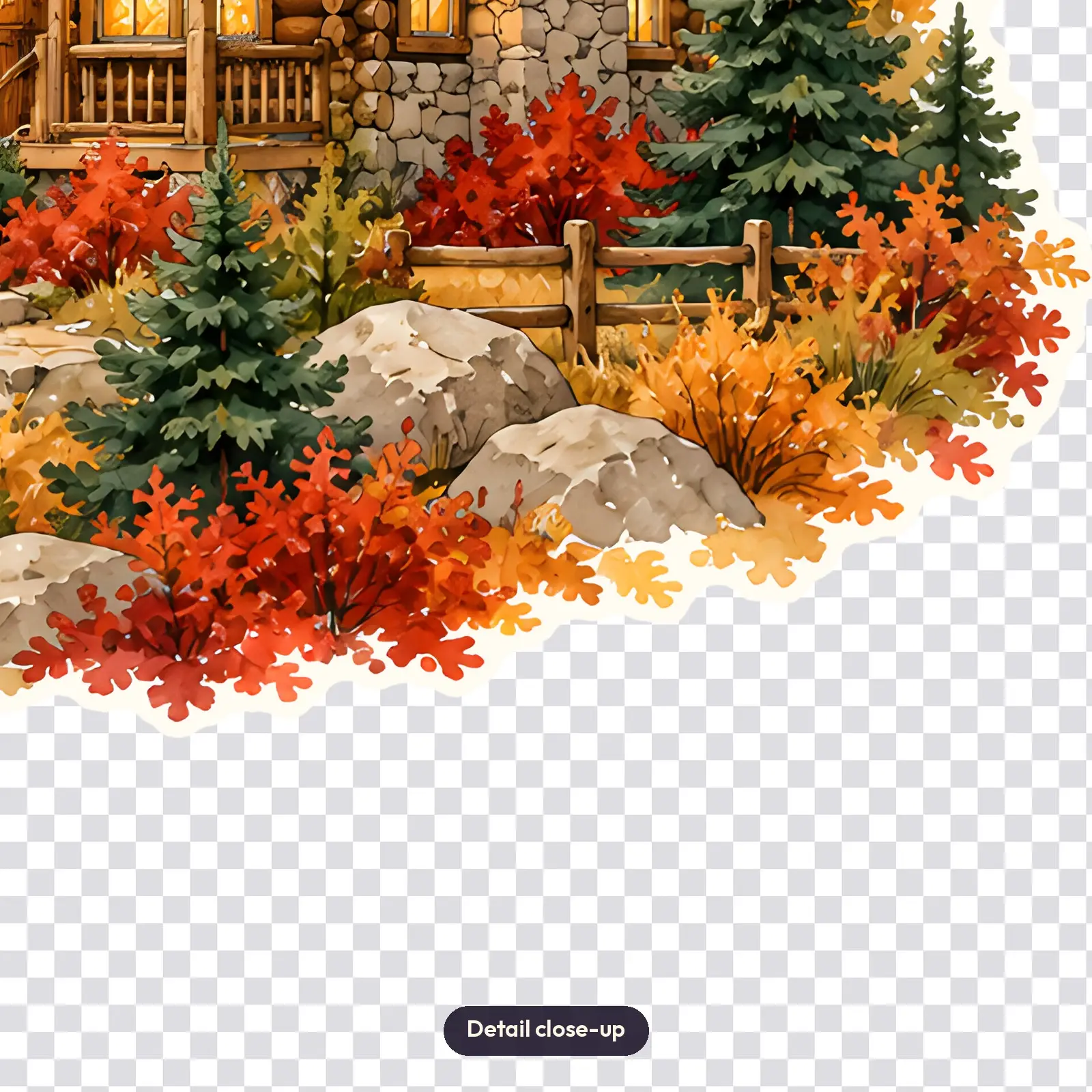 Cozy Cabin in the Autumn Forest Shirt Design – Mountain Fall Watercolor PNG, preview 3 of 4
