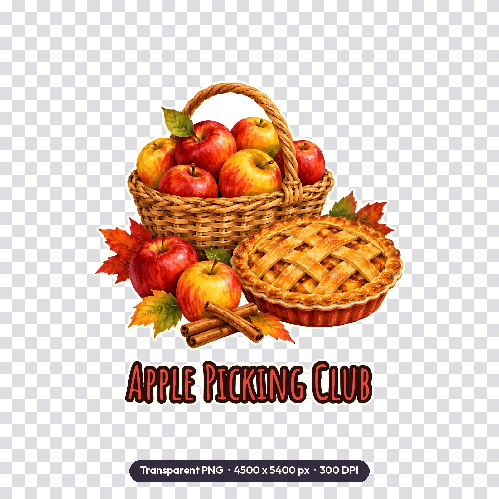 Apple Picking Club Basket Shirt Design – Orchard Autumn PNG for Heat Transfer, preview 2 of 4