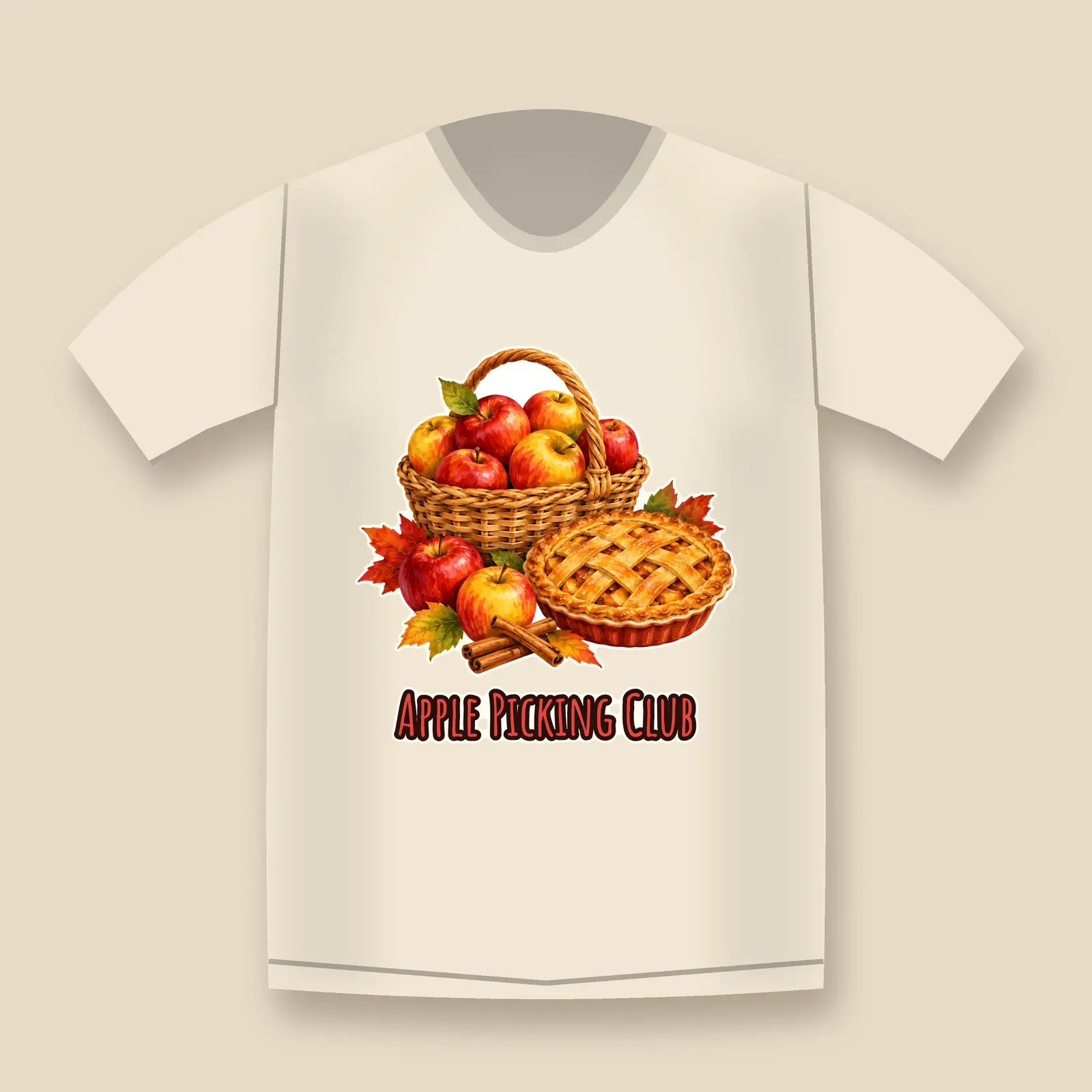 Apple Picking Club Basket Shirt Design – Orchard Autumn PNG for Heat Transfer preview
