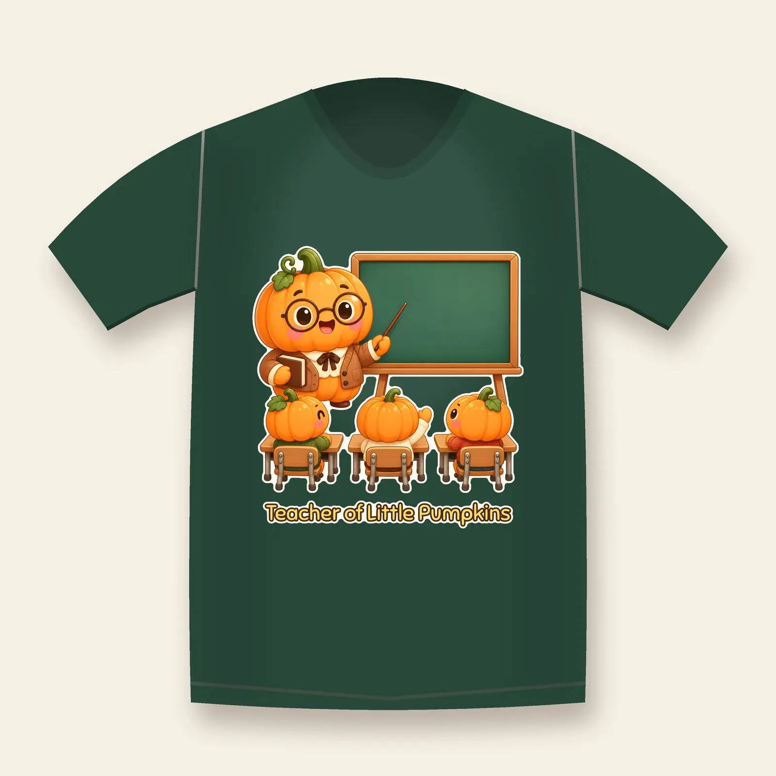 Teacher of Little Pumpkins Shirt Design – Kawaii Pumpkin Classroom PNG preview
