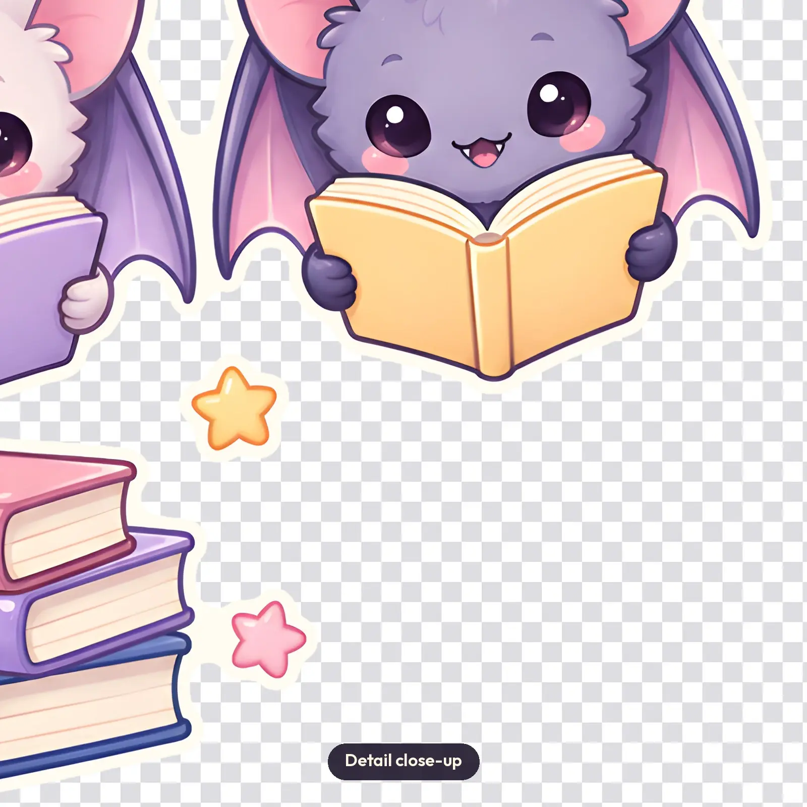 Bookworm Bat Club Shirt Design – Cute Bats Reading Books Library PNG, preview 3 of 4