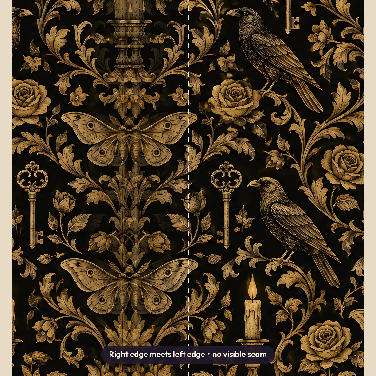 Victorian Candlelight Moths and Keys Tumbler Wrap PNG – Gothic Gold Sublimation Design, preview 3 of 4