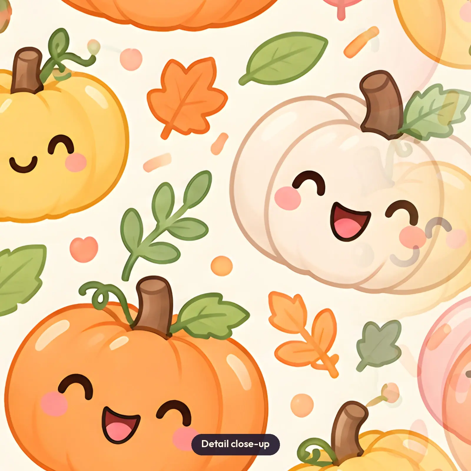 Smiling Kawaii Pumpkins and Sprinkles Tumbler Wrap PNG – Cream Halloween Pattern, preview 4 of 4