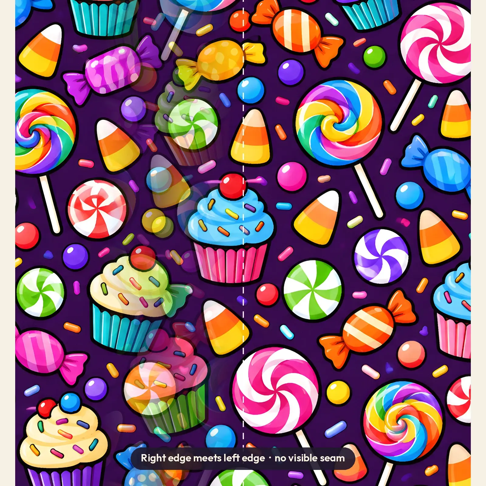 Halloween Candy Shop Pattern Tumbler Wrap PNG – Lollipops and Wrapped Sweets Sublimation, preview 3 of 4