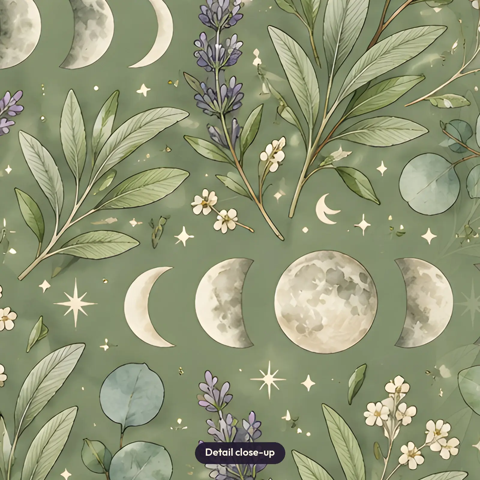 Moon Phases and Sage Sprigs 20 oz Tumbler Wrap PNG – Witchy Botanical Sublimation Design, preview 4 of 4