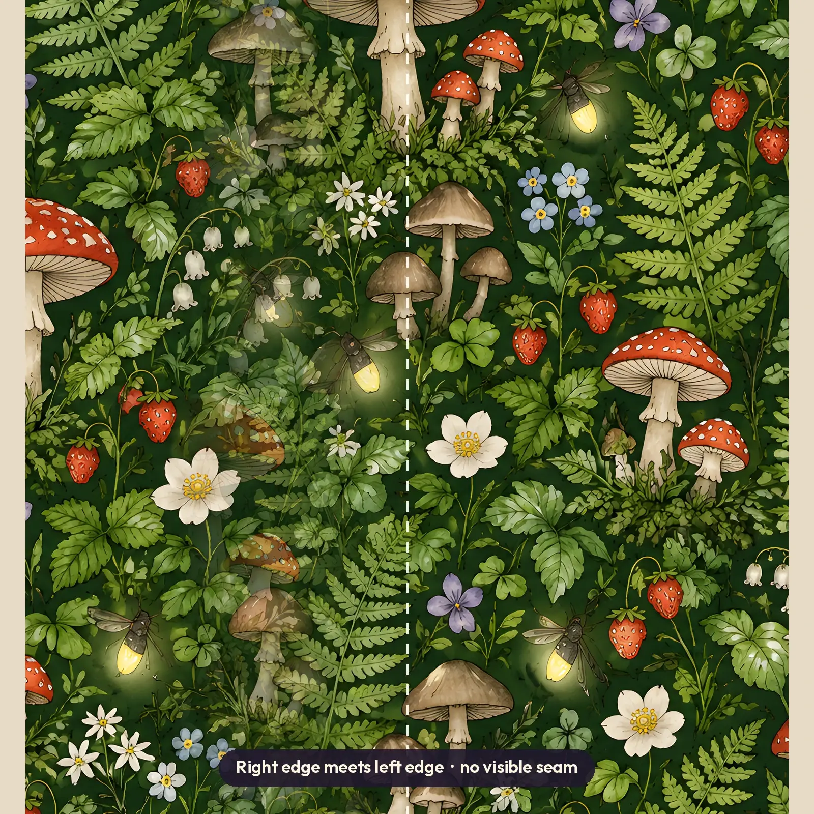 Toadstools and Ferns Forest Magic Tumbler Wrap PNG – Cottagecore Witchy Sublimation, preview 3 of 4