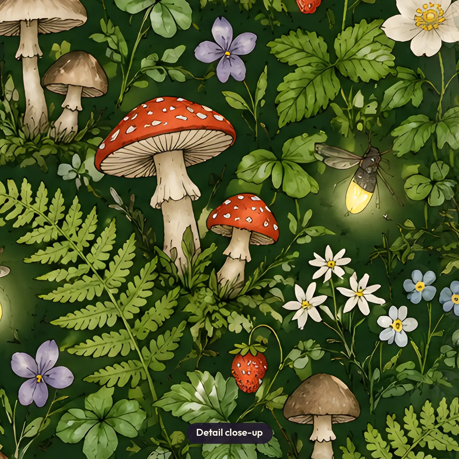 Toadstools and Ferns Forest Magic Tumbler Wrap PNG – Cottagecore Witchy Sublimation, preview 4 of 4