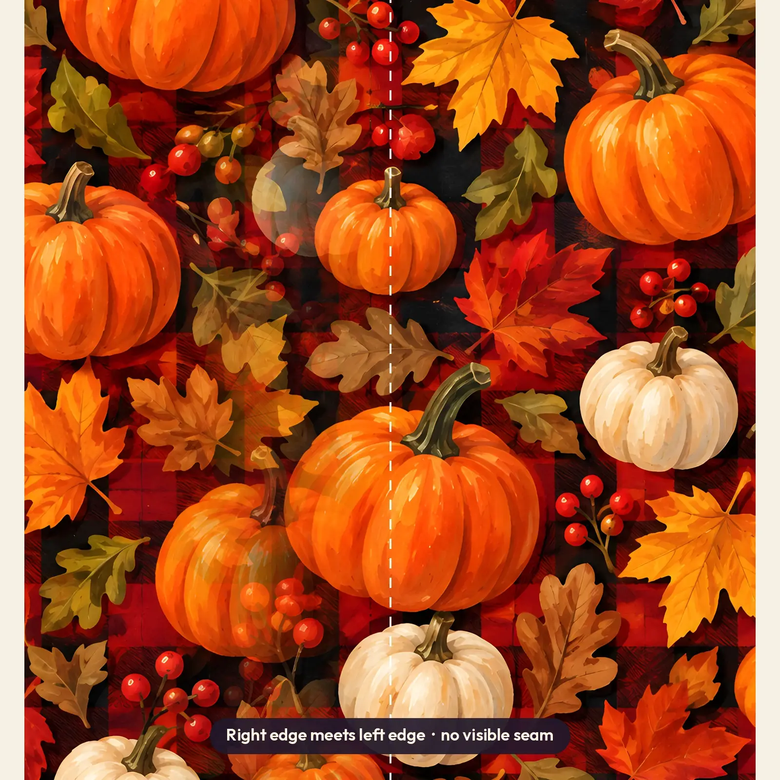 Buffalo Plaid Pumpkins and Leaves Tumbler Wrap PNG – Red and Black Fall Sublimation, preview 3 of 4