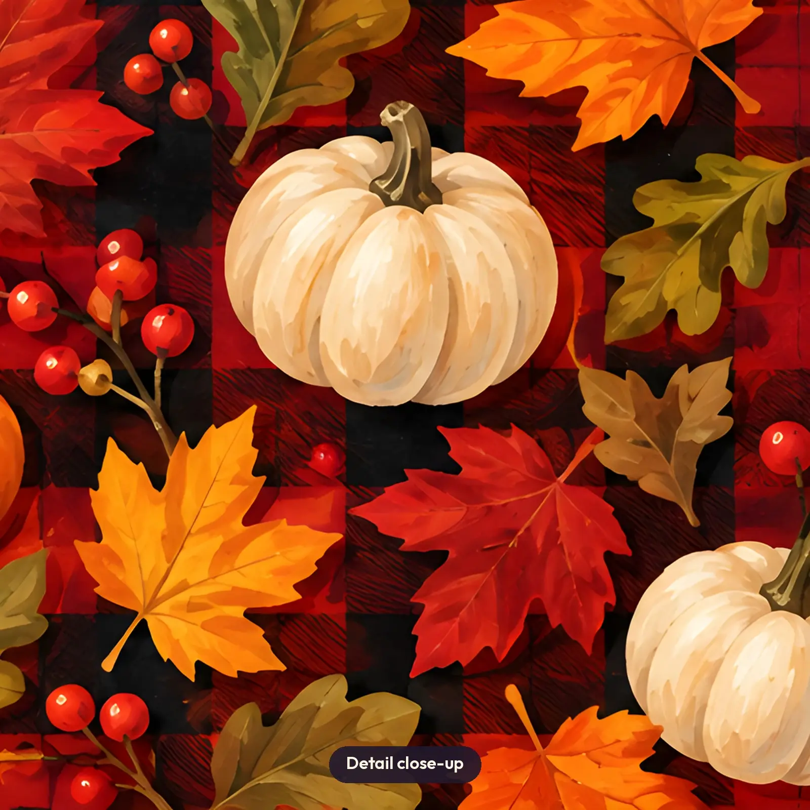 Buffalo Plaid Pumpkins and Leaves Tumbler Wrap PNG – Red and Black Fall Sublimation, preview 4 of 4