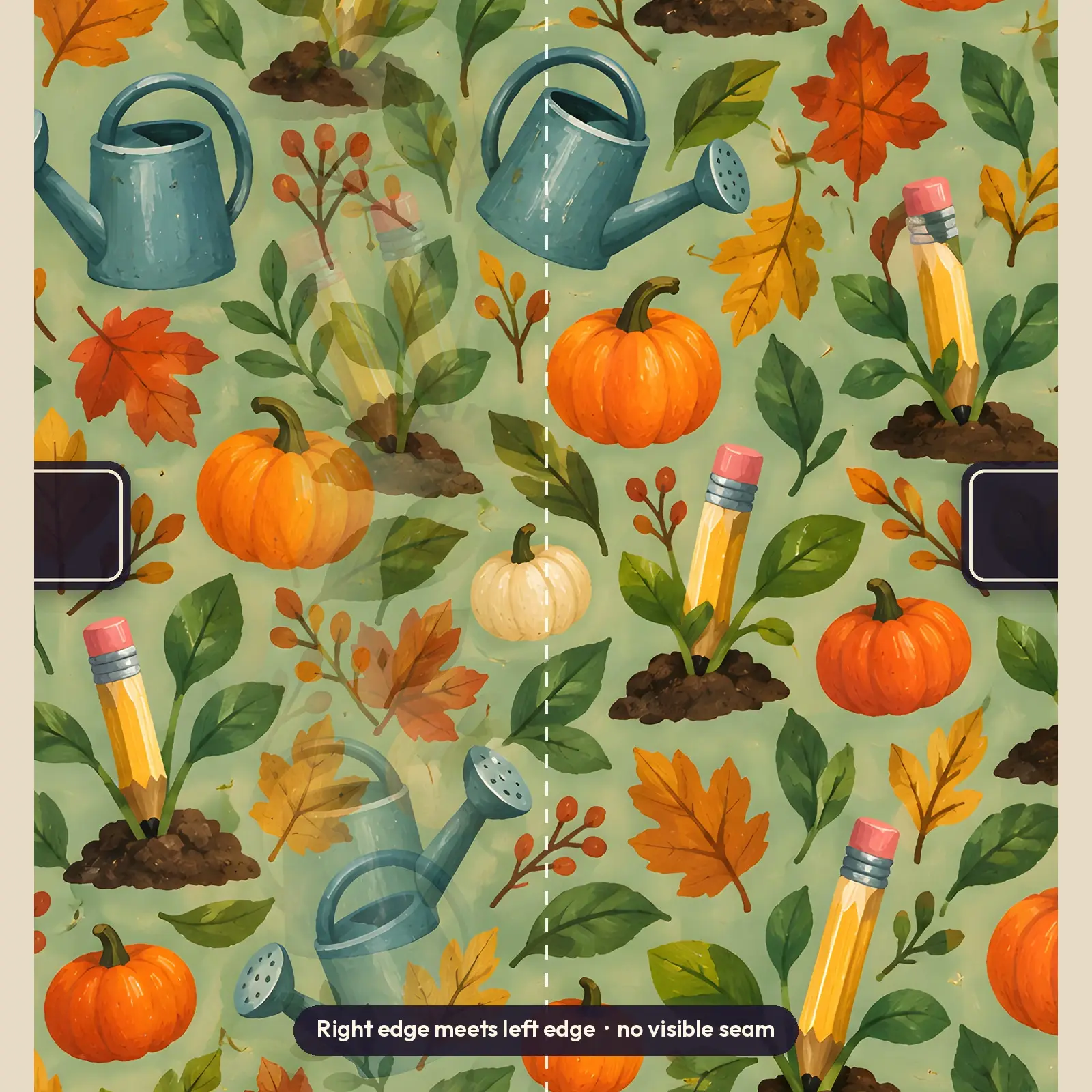 Grow Little Minds Tumbler Wrap PNG – Sprouting Pencils and Pumpkins Classroom Design, preview 3 of 4