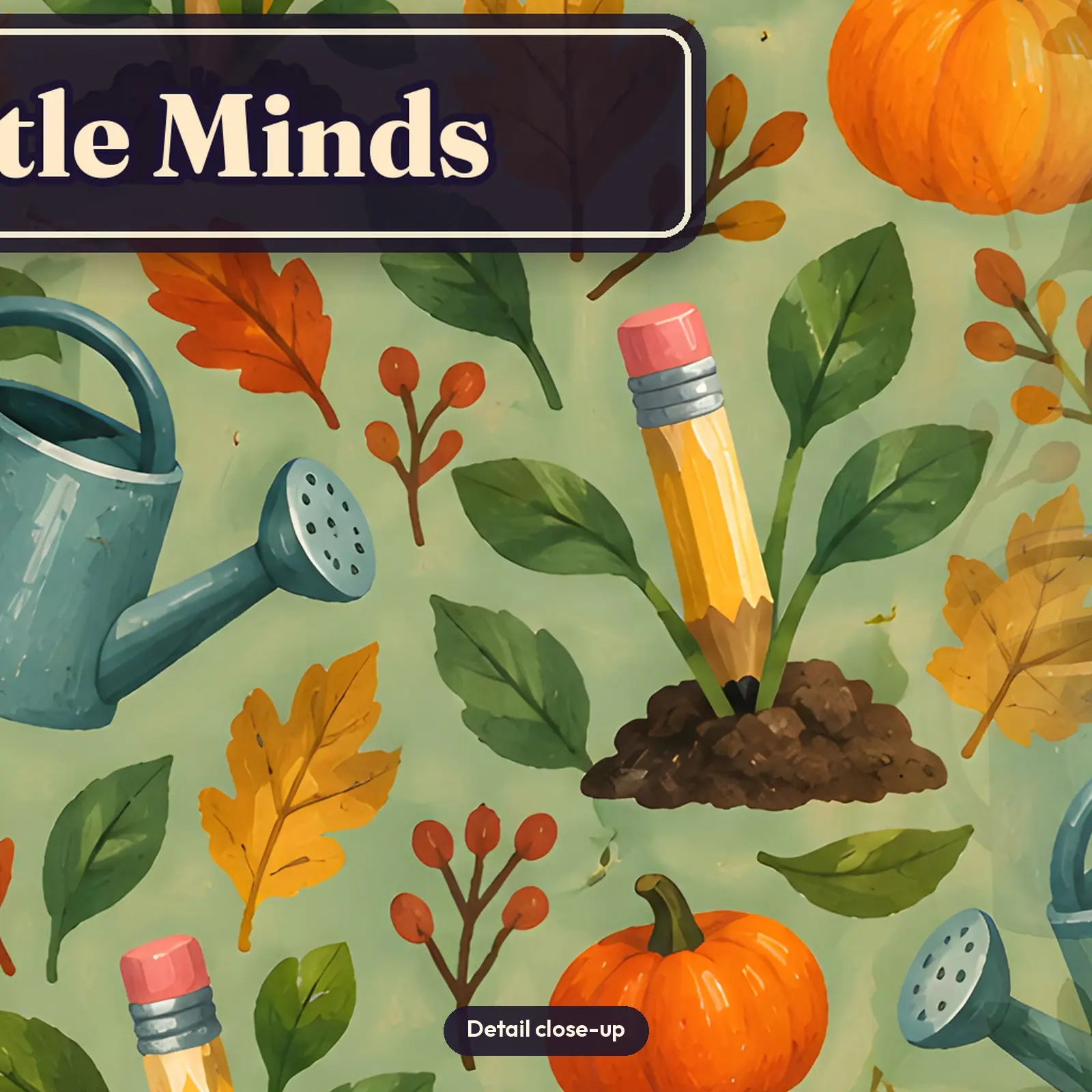 Grow Little Minds Tumbler Wrap PNG – Sprouting Pencils and Pumpkins Classroom Design, preview 4 of 4