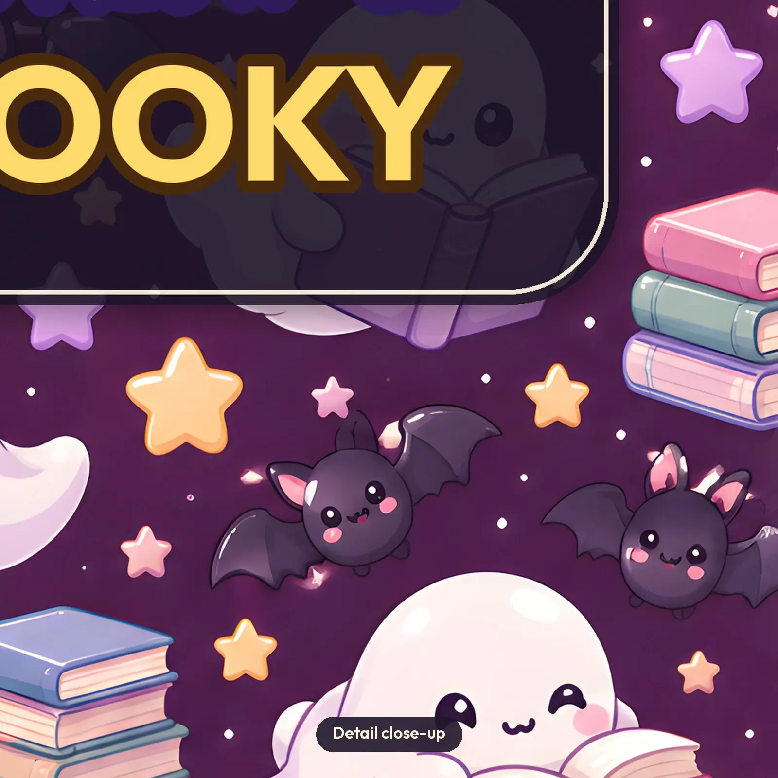 Bookish and Spooky Ghosts Reading Tumbler Wrap PNG – Librarian Halloween Design, preview 4 of 4