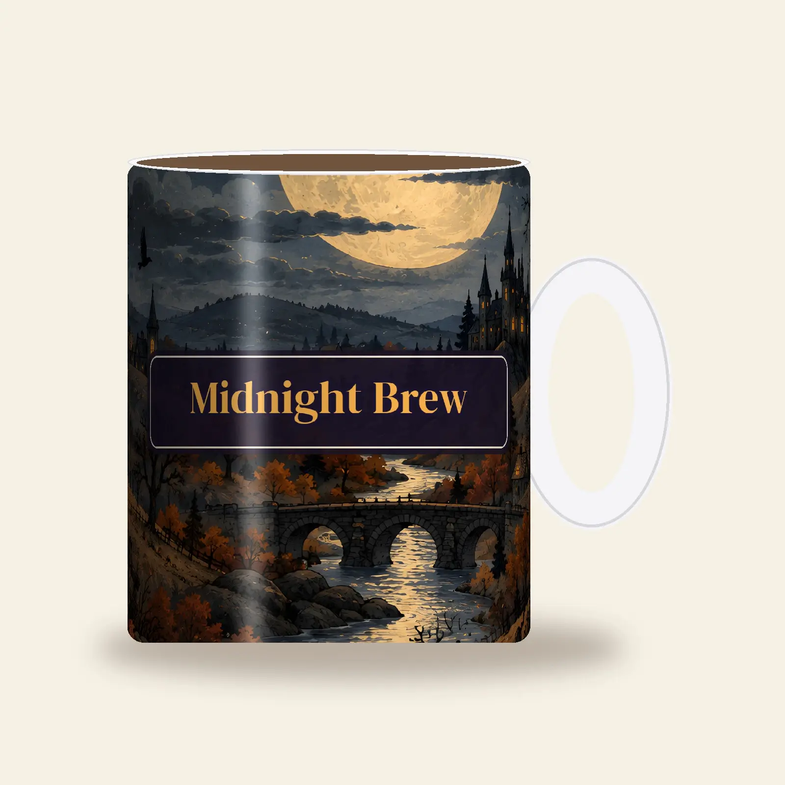 Midnight Brew Haunted Hills Panorama Mug Wrap PNG – 11 oz and 15 oz Halloween Sublimation preview