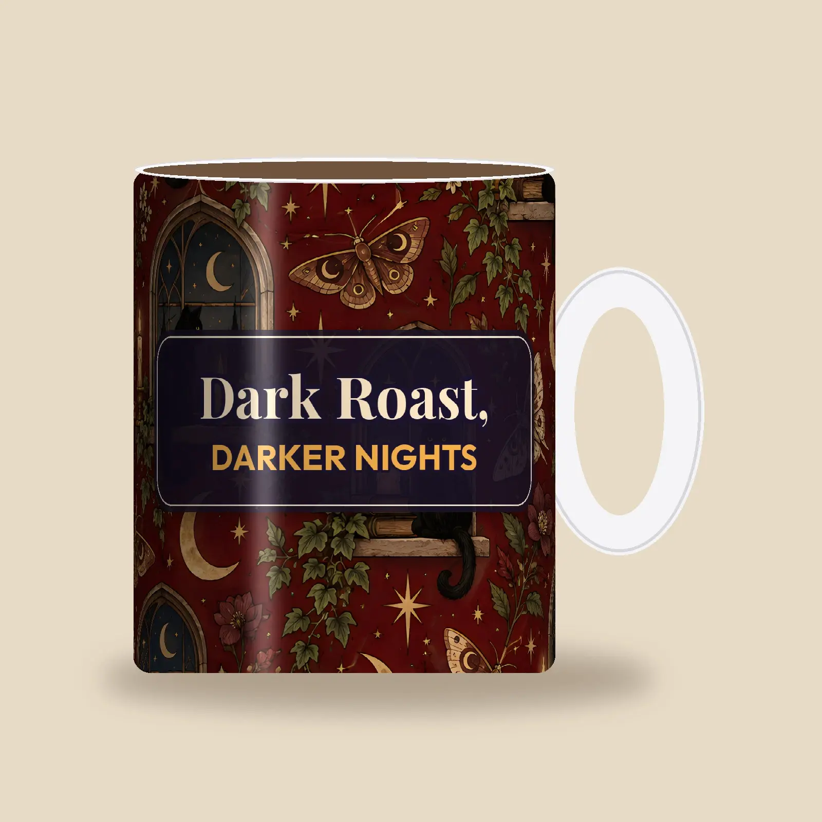 Dark Roast Darker Nights Black Cats and Candles Mug Wrap PNG – 11 oz 15 oz Sublimation preview