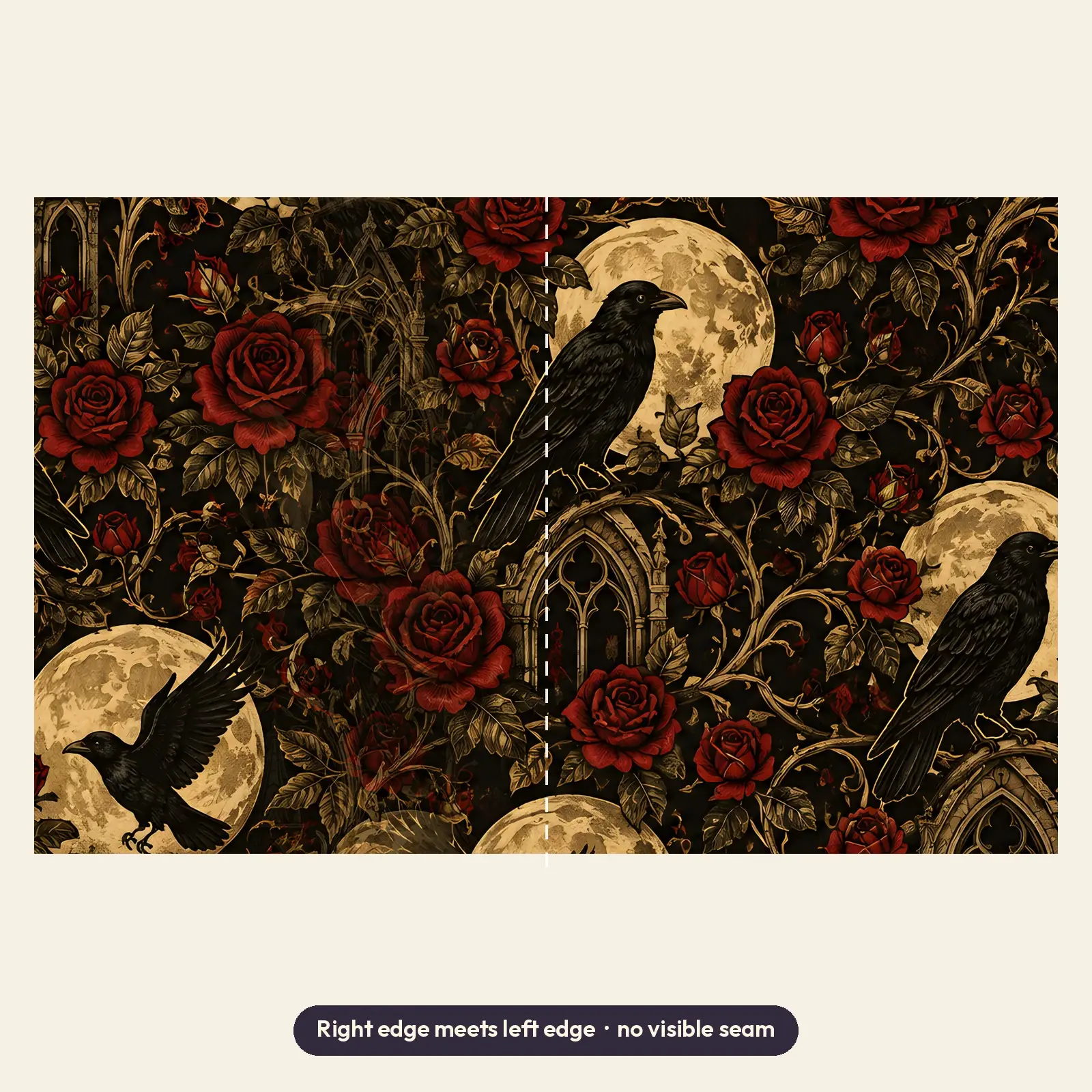 Raven and Moon Gothic Floral Mug Wrap PNG – Text-Free 11 oz and 15 oz Sublimation Design, preview 3 of 4
