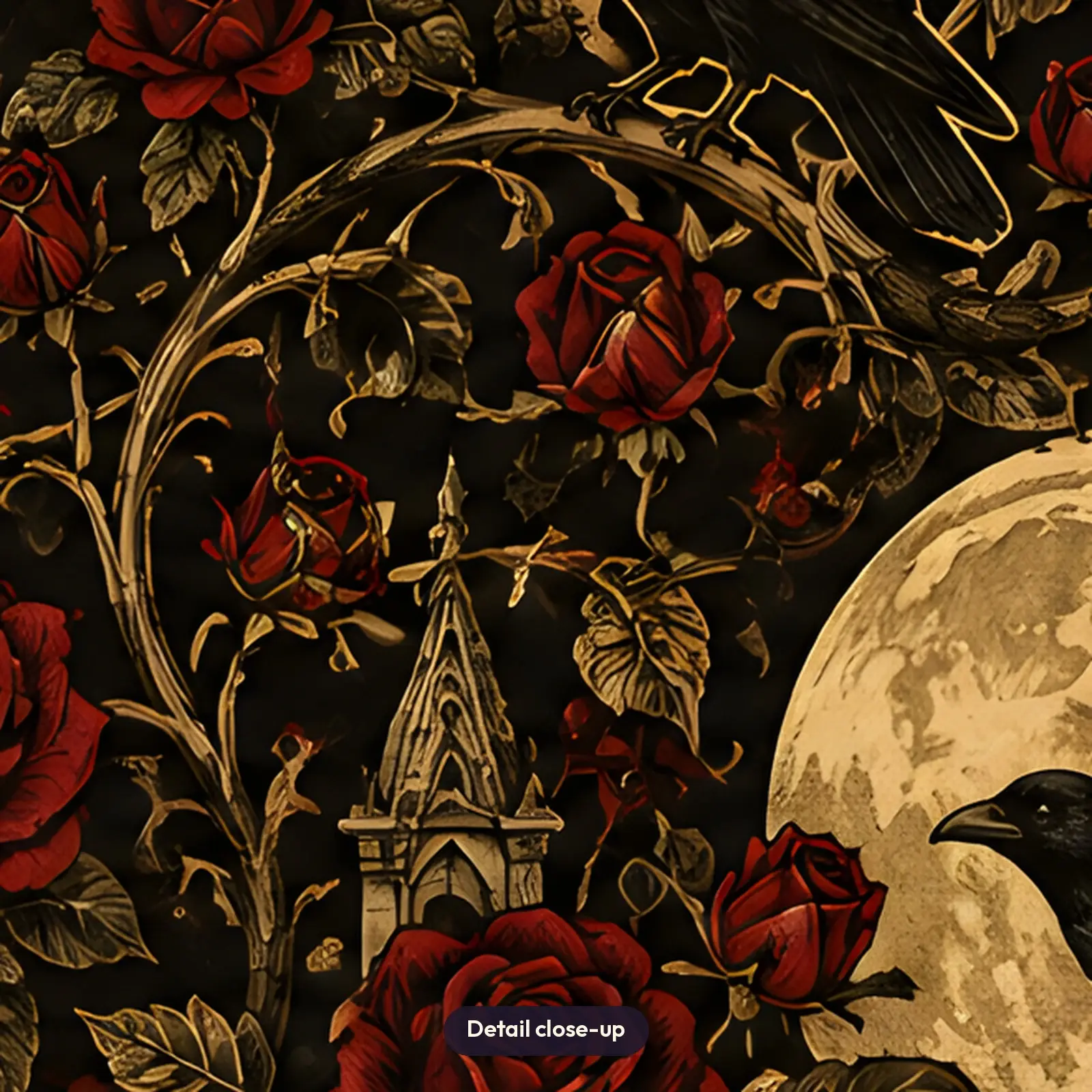 Raven and Moon Gothic Floral Mug Wrap PNG – Text-Free 11 oz and 15 oz Sublimation Design, preview 4 of 4