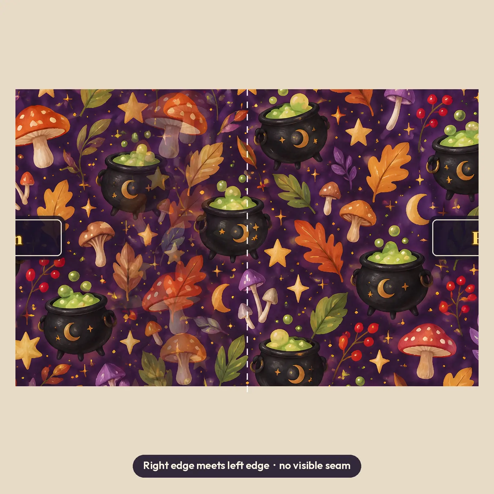 Brewed With Intention Cauldron and Mushrooms Mug Wrap PNG – 11 oz and 15 oz Sublimation, preview 3 of 4