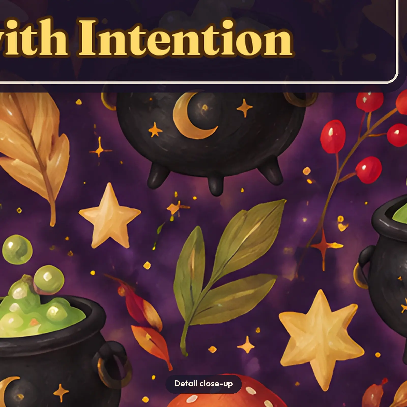 Brewed With Intention Cauldron and Mushrooms Mug Wrap PNG – 11 oz and 15 oz Sublimation, preview 4 of 4