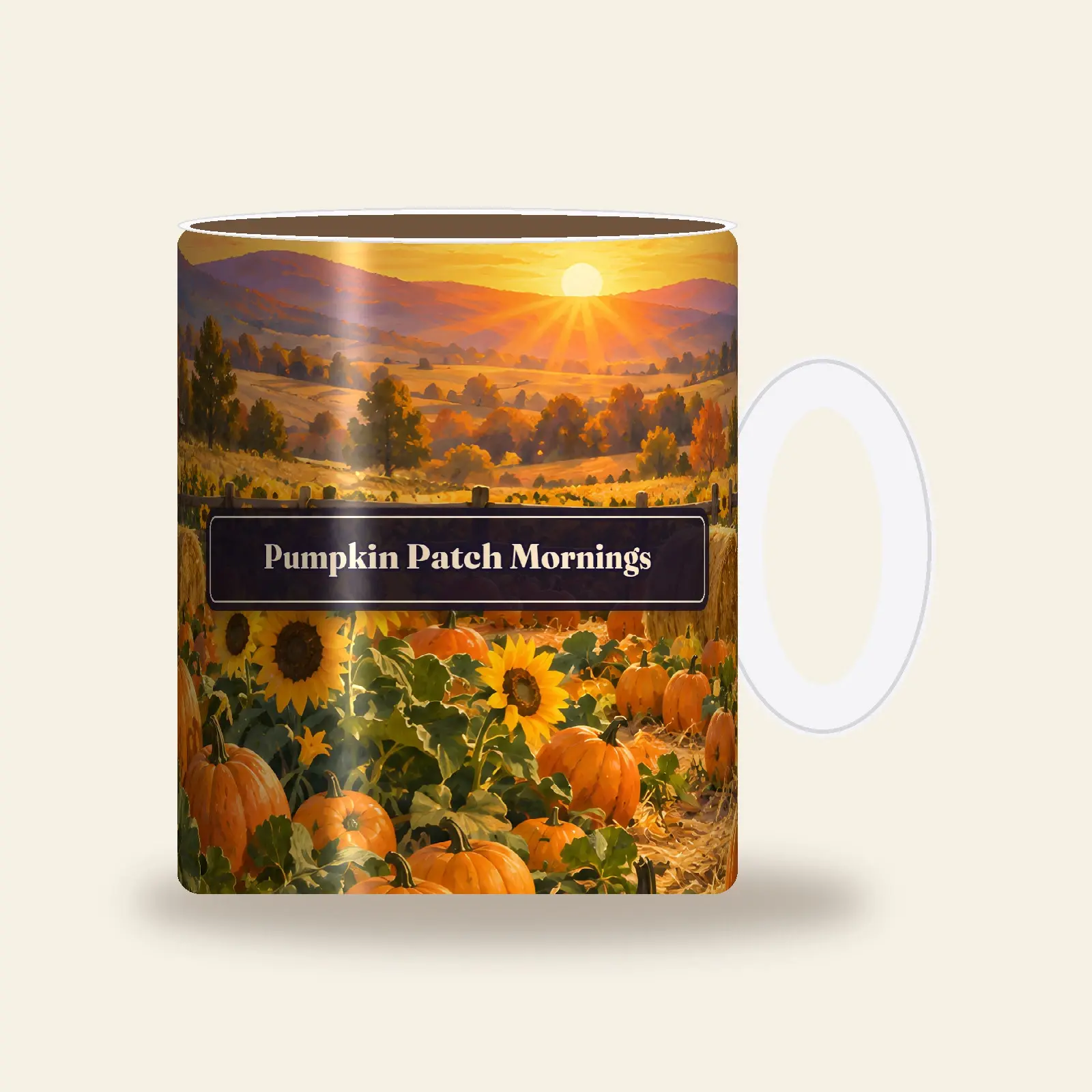 Pumpkin Patch Mornings Mug Wrap PNG – Cozy Fall 11 oz and 15 oz Sublimation Design preview