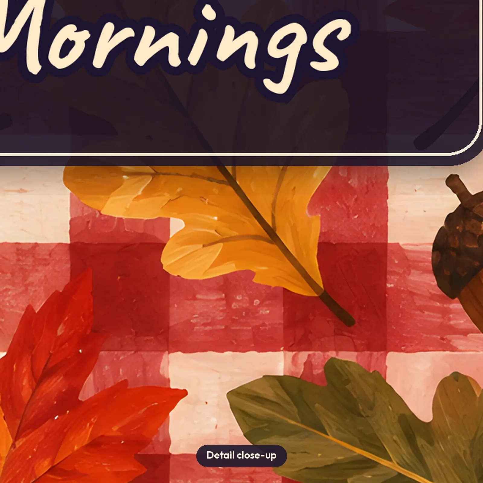 Cozy Mornings Plaid and Leaves Mug Wrap PNG – Red Plaid 11 oz and 15 oz Sublimation, preview 4 of 4