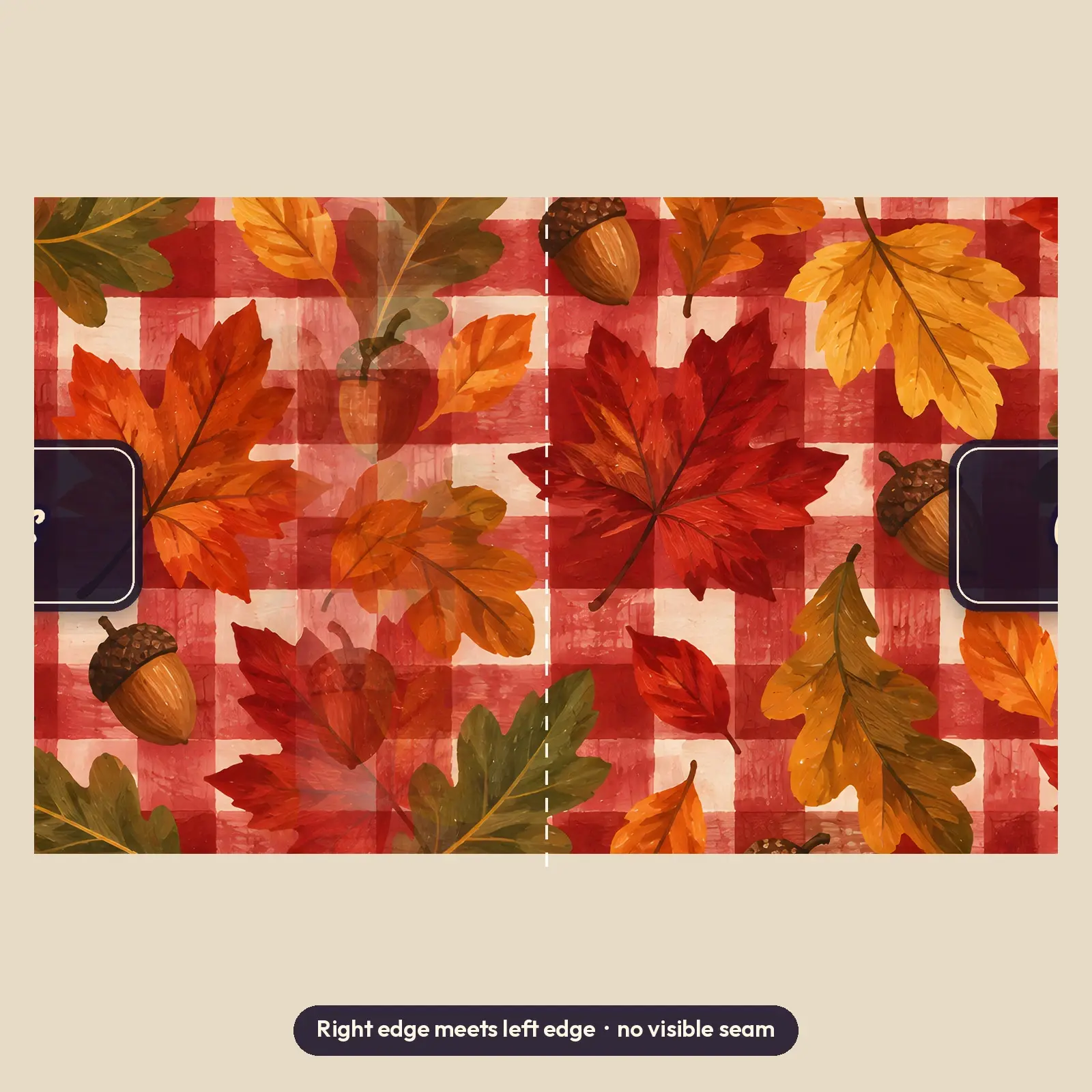 Cozy Mornings Plaid and Leaves Mug Wrap PNG – Red Plaid 11 oz and 15 oz Sublimation, preview 3 of 4