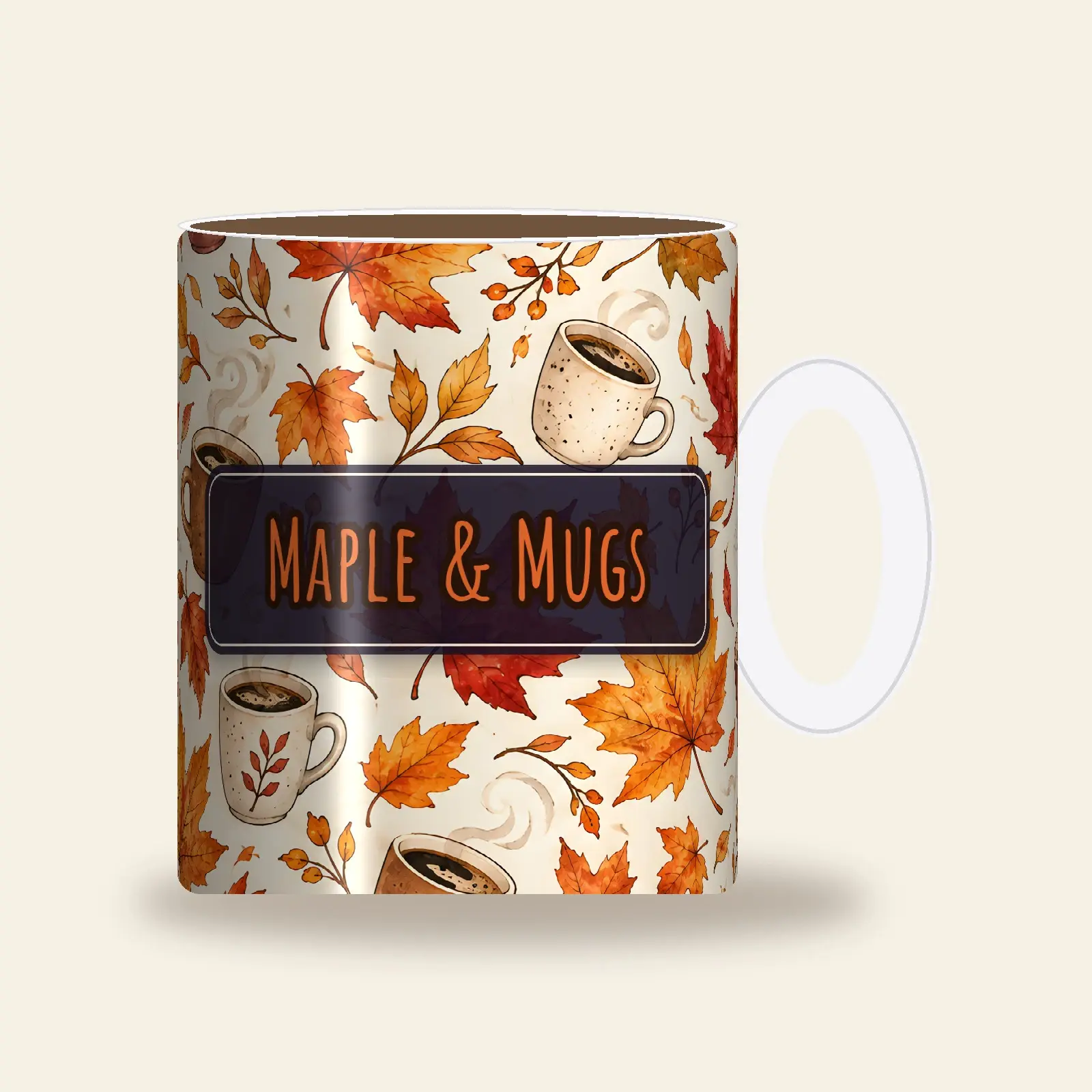 Maple and Mugs Falling Leaves Mug Wrap PNG – Watercolor 11 oz and 15 oz Sublimation preview