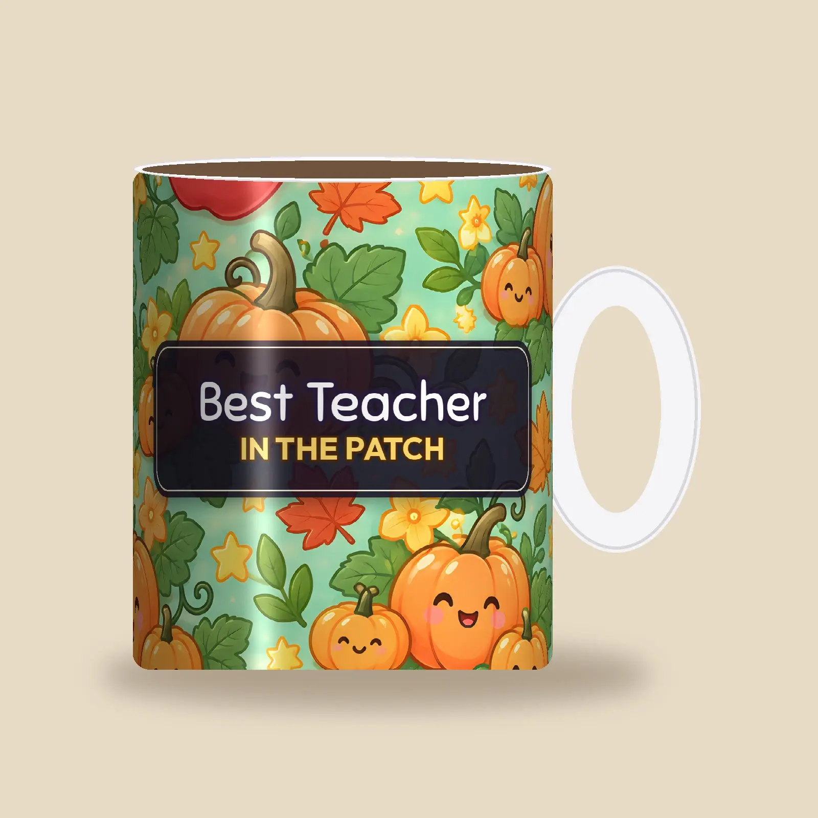 Best Teacher in the Patch Pumpkins Mug Wrap PNG – 11 oz and 15 oz Classroom Sublimation preview