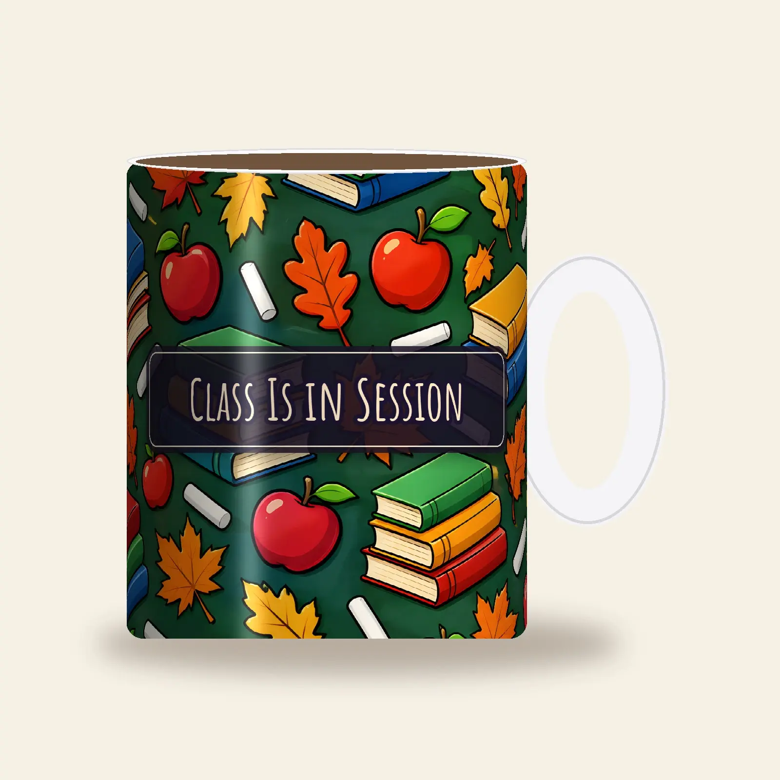 Class Is in Session Books and Chalk Mug Wrap PNG – Teacher 11 oz and 15 oz Sublimation, preview 1 of 4