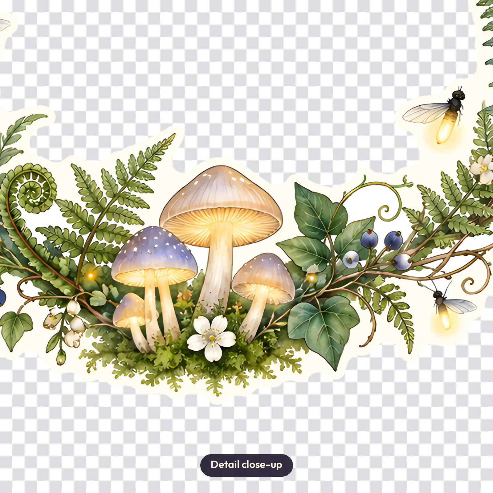 Gather Moonlight Mushroom Garden Tote Design – Transparent 4000x4000 Witchy PNG, preview 3 of 3