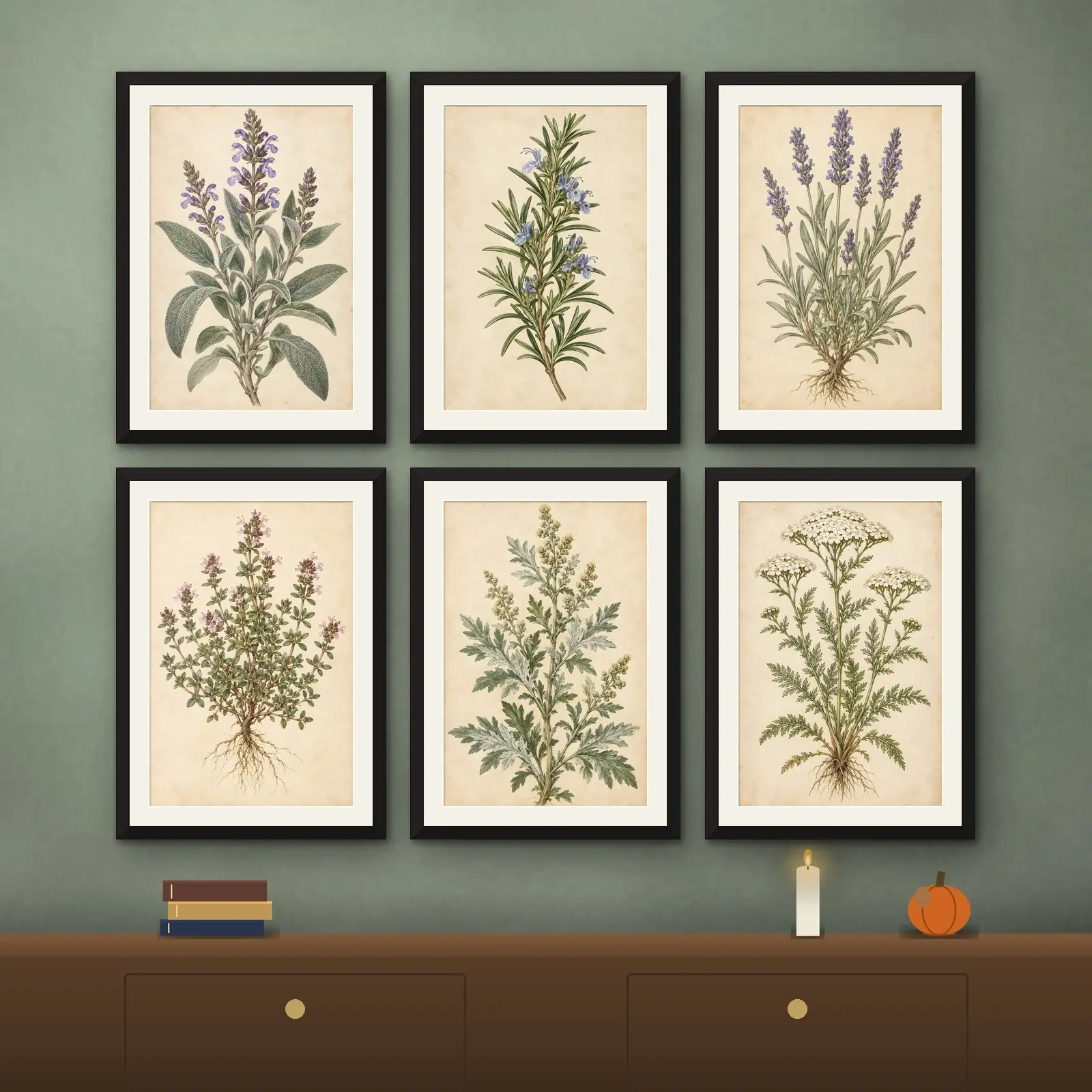 Witchy Herb Botanical Print Set of 6, Printable Apothecary Kitchen Gallery Wall preview