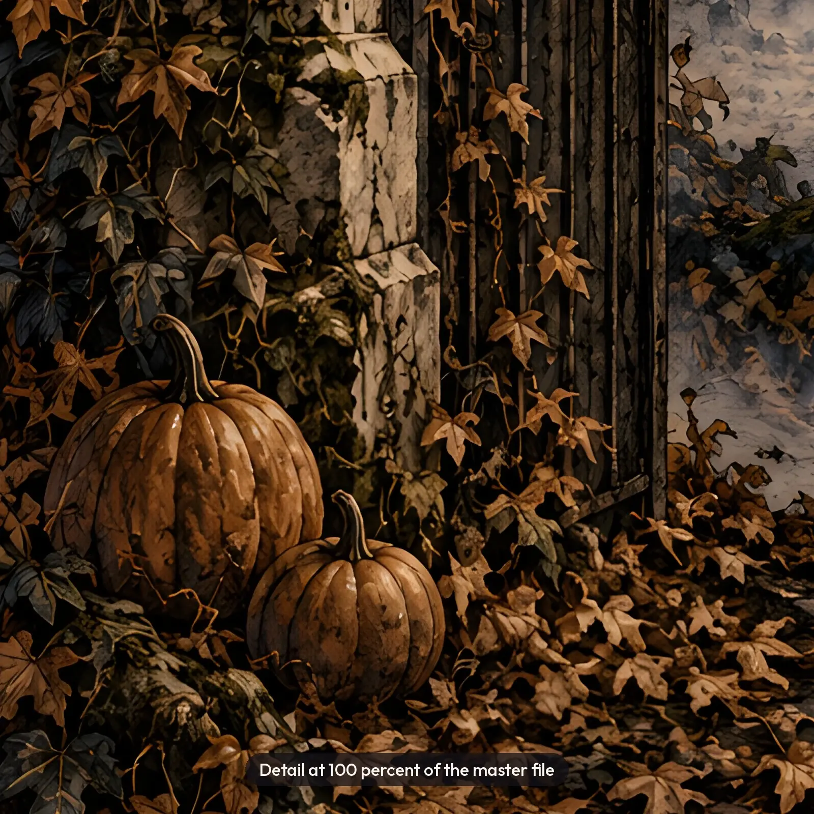 Old Cemetery Gates in Autumn Fog Printable Gothic Wall Art, Vintage Halloween Print, preview 4 of 4