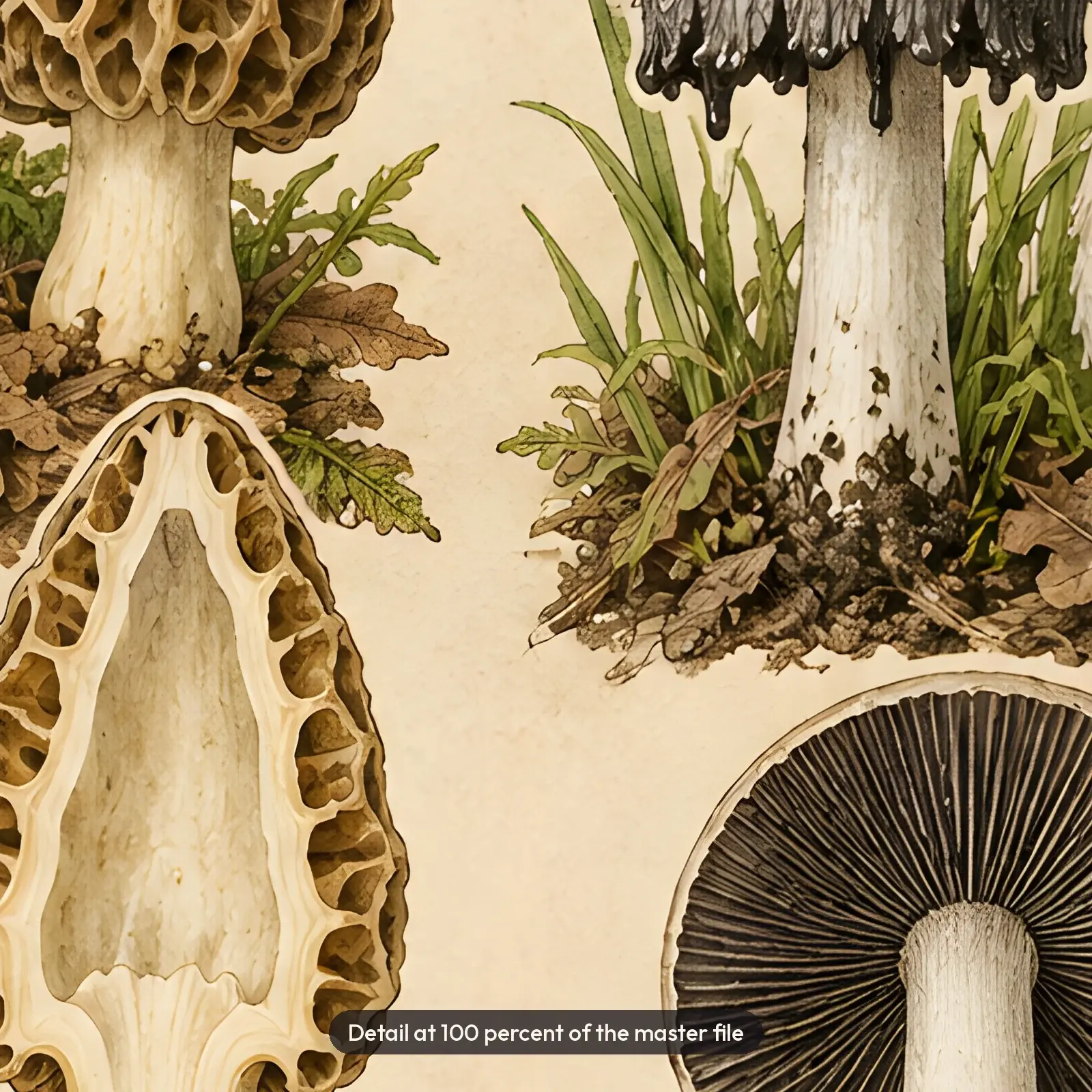 Wild Mushroom Specimen Plate Printable Botanical Art, Vintage Fungi Illustration, preview 4 of 4