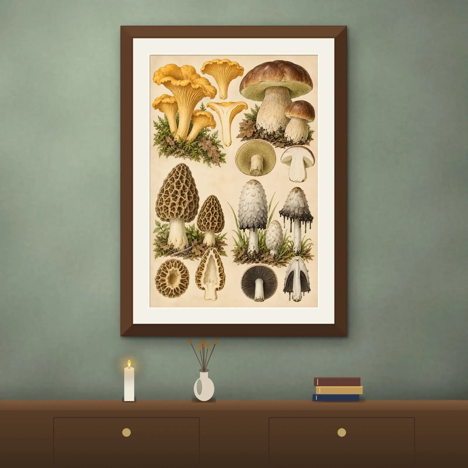 Wild Mushroom Specimen Plate Printable Botanical Art, Vintage Fungi Illustration, preview 2 of 4