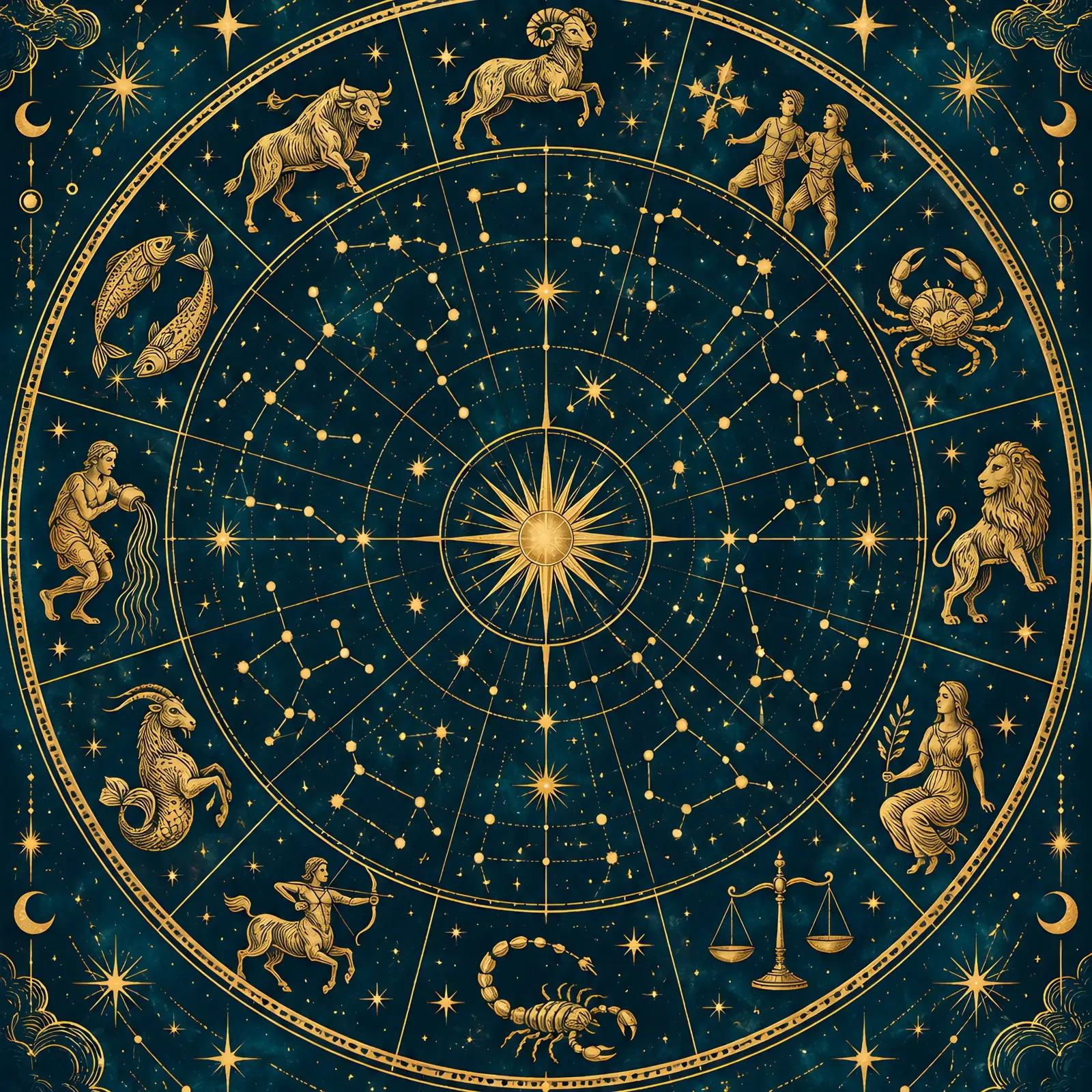Gold Constellation Star Chart on Dark Teal Printable Art, Witchy Night Sky Print preview