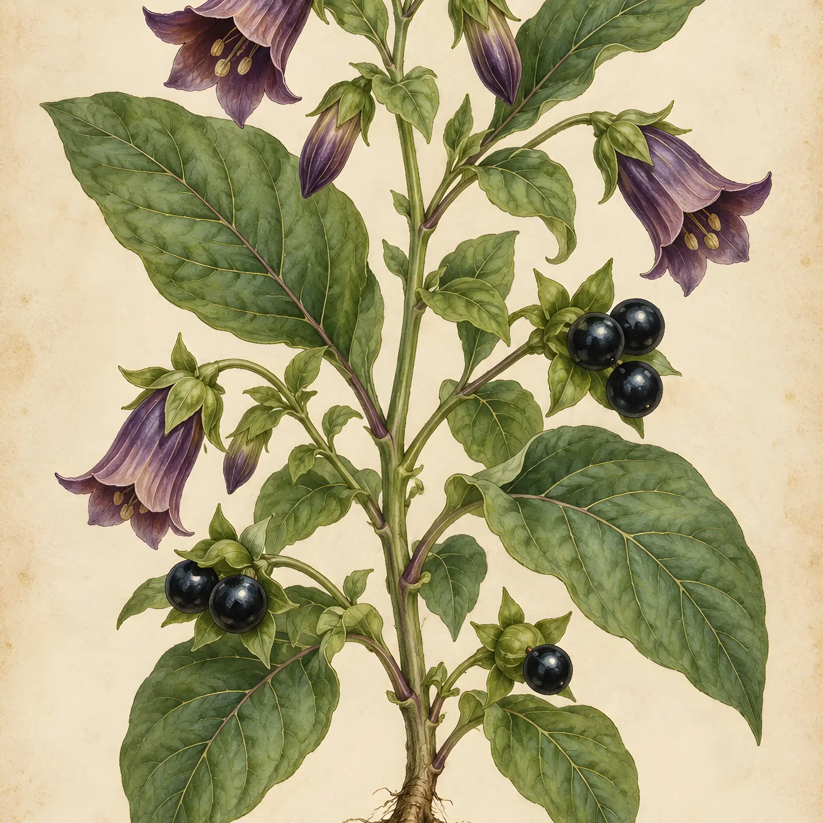 Belladonna Botanical Plate Printable Wall Art, Witchy Apothecary Garden Print preview