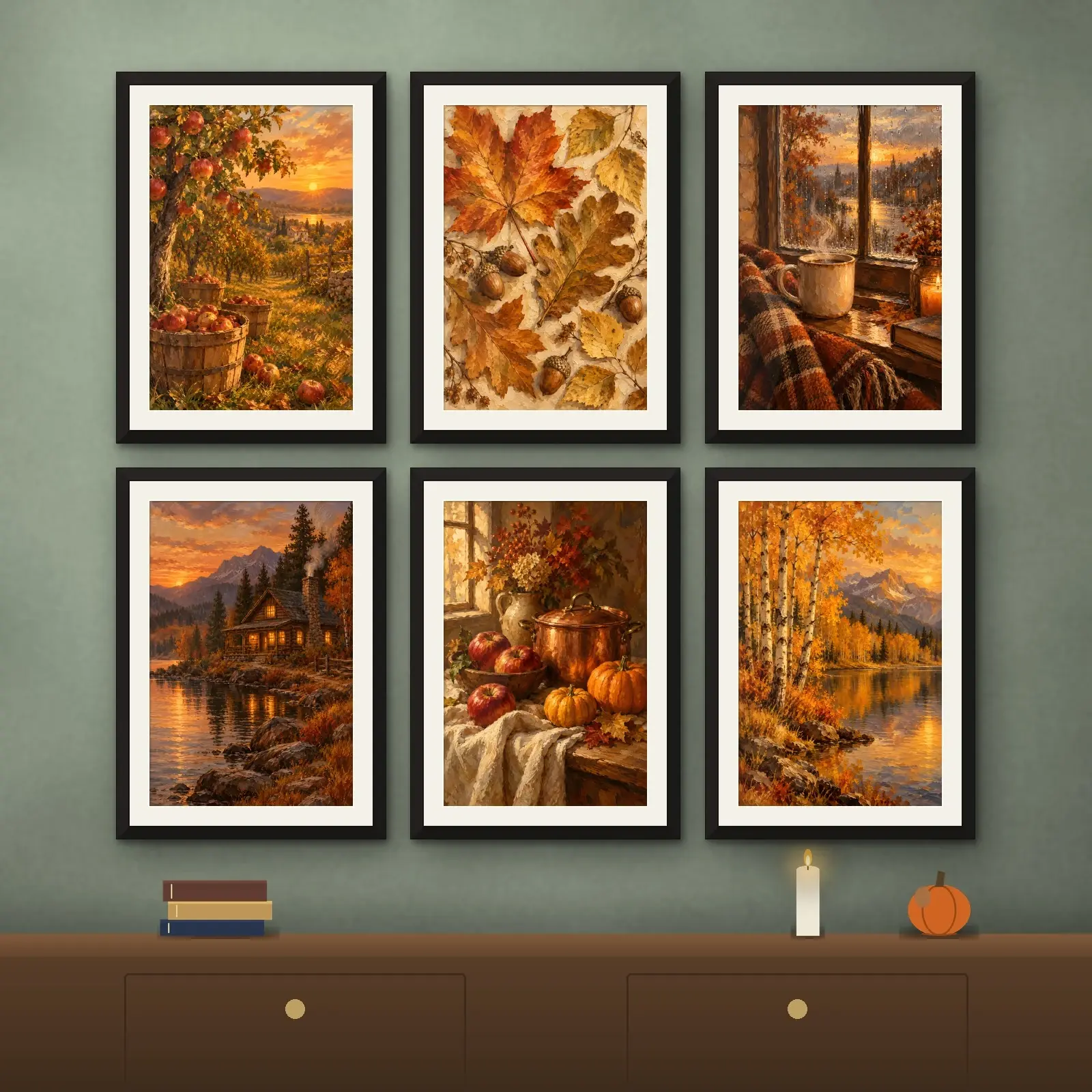 Cozy Autumn Gallery Wall Set of 6, Mixed Printable Fall Art Prints for Living Room preview