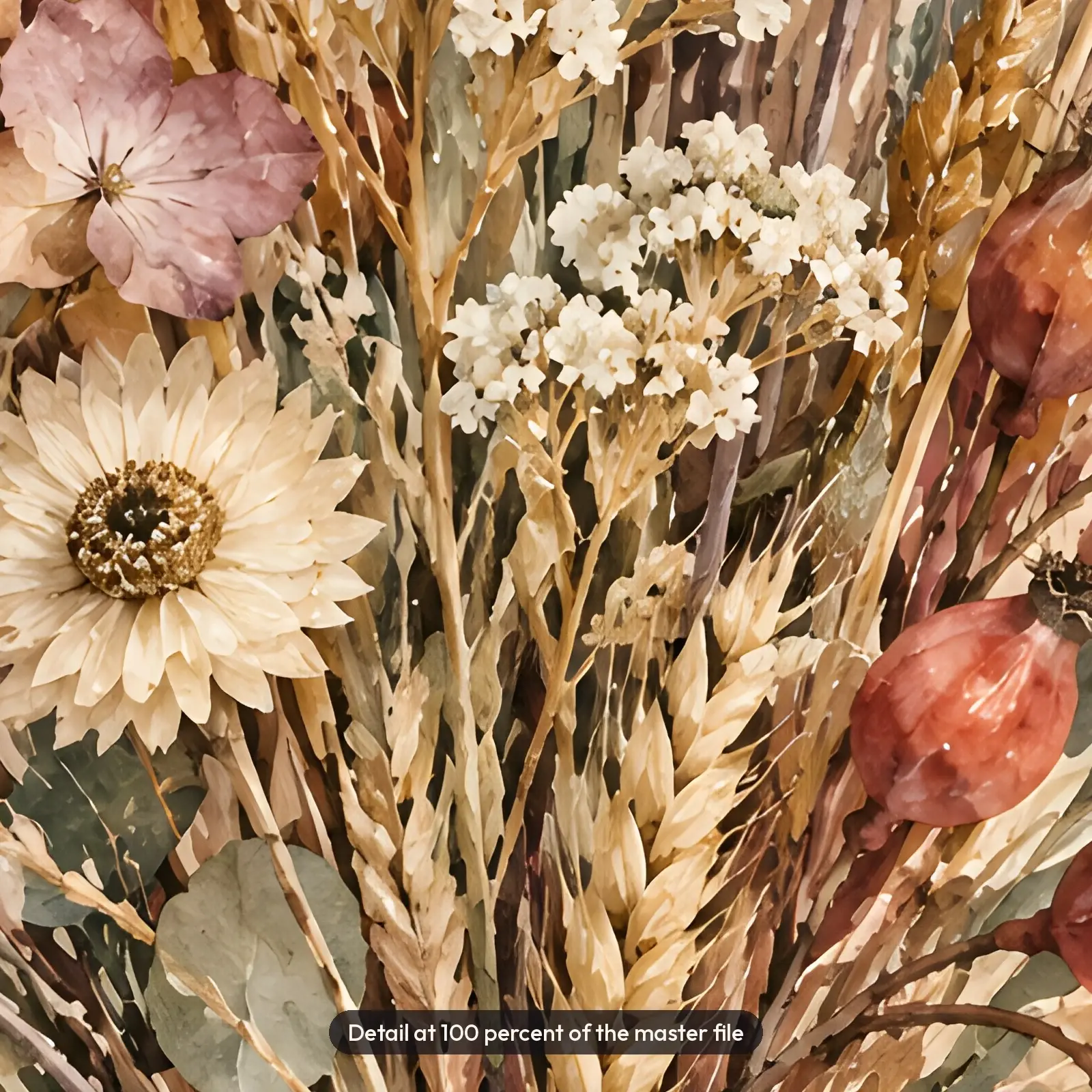 Dried Wildflower and Botanical Bouquet Watercolor Printable Wall Art, Muted Autumn Palette, preview 4 of 4