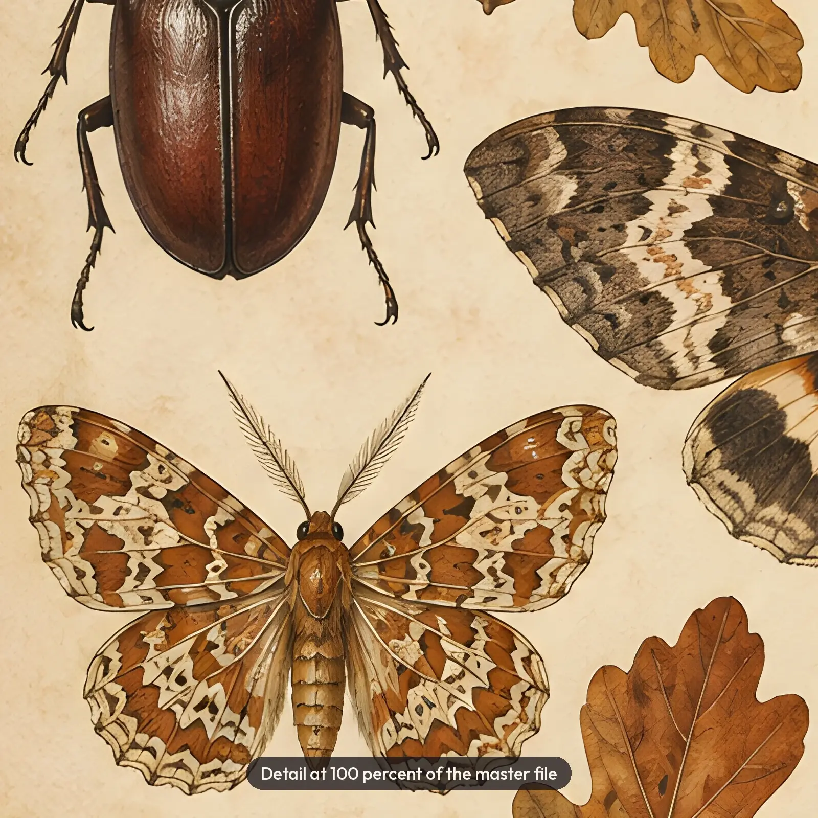 Autumn Moths and Beetles Entomology Plate, Printable Vintage Insect Wall Art, preview 4 of 4
