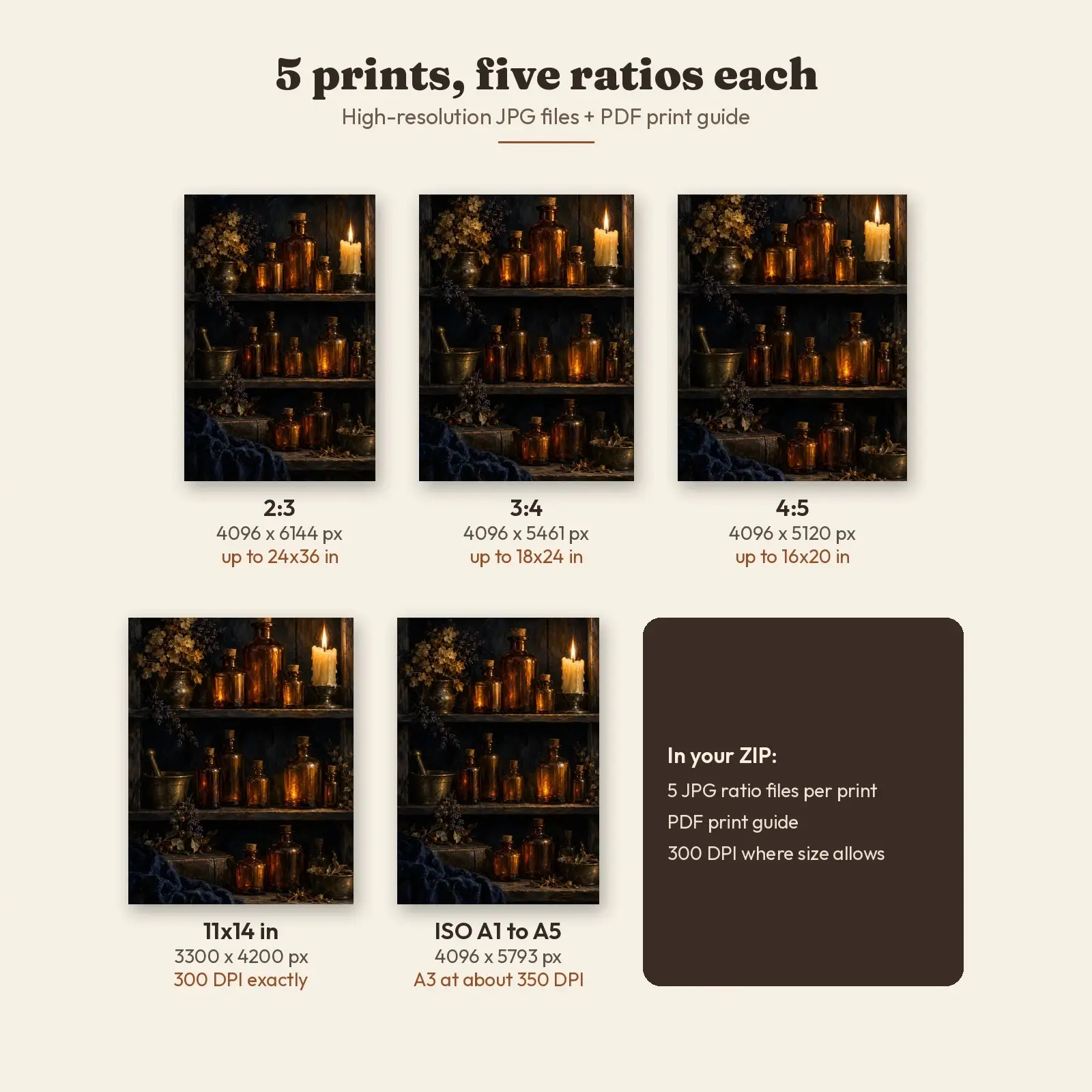 Antique Potion Bottle Print Set of 5, Printable Apothecary Shelf Gallery Wall Art, preview 3 of 4