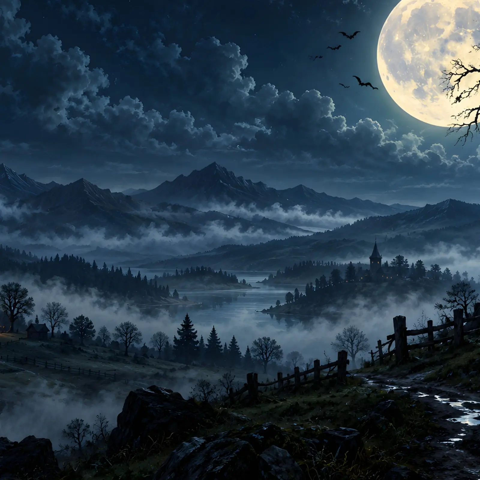 Harvest Moon Over the Haunted Hill – 3 Designs, Phone Tablet Desktop 4K preview