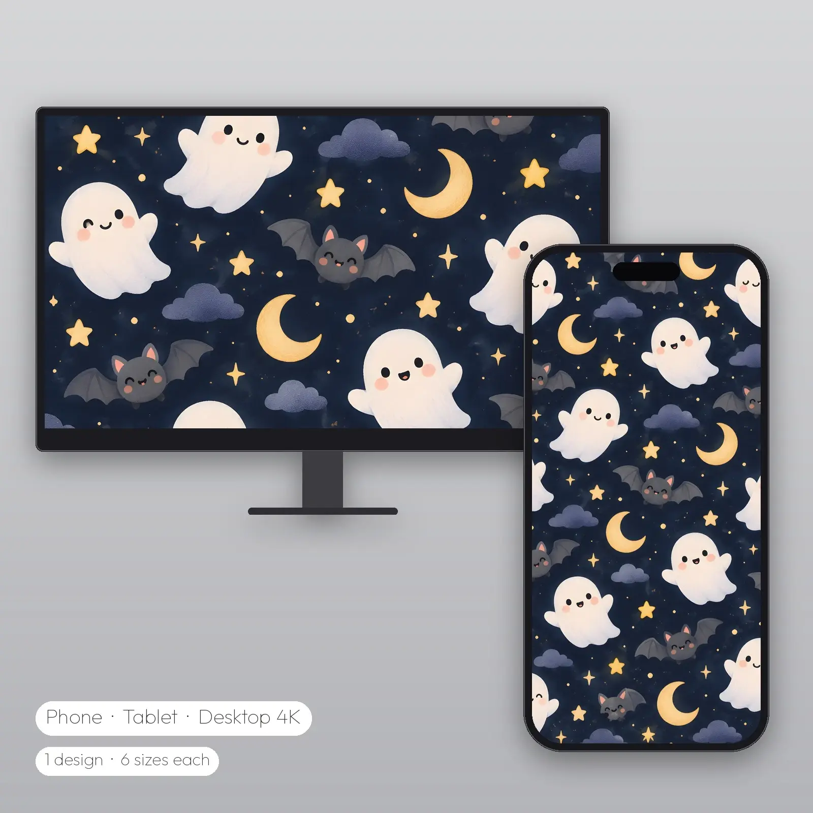 Midnight Bat Ghosts Wallpaper – Phone, Tablet and Desktop 4K JPG preview