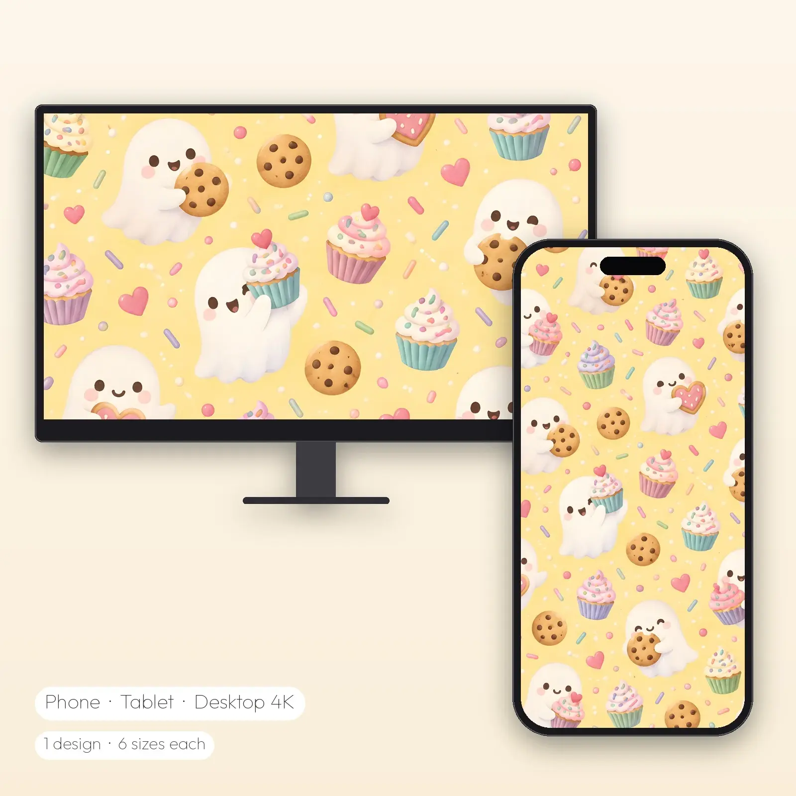Cupcake Ghosts Wallpaper – Phone, Tablet and Desktop 4K JPG preview