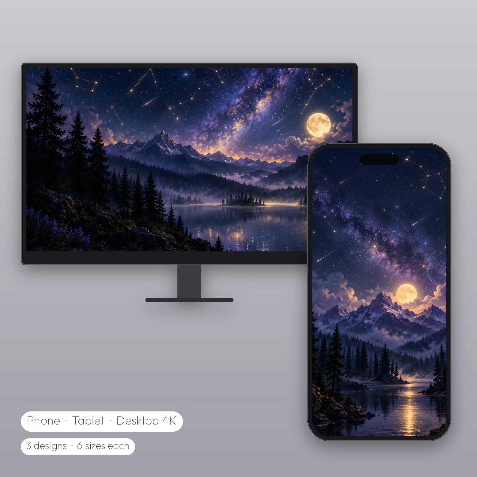 Constellation Forest – 3 Designs, Phone Tablet Desktop 4K preview